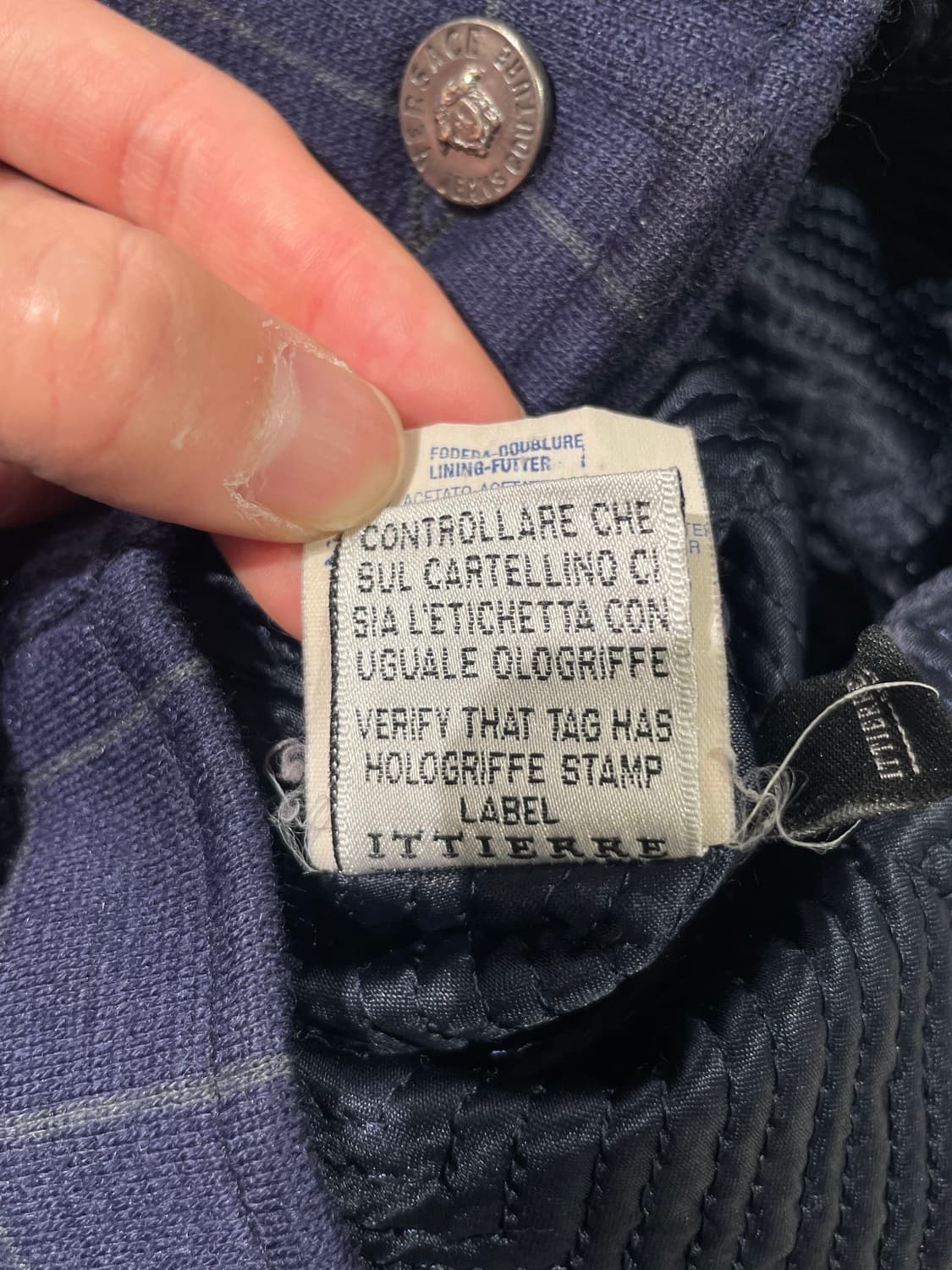 베르사체 진스 꾸뛰르 네이비 체크 아칼릭 울 자켓 상품이미지10