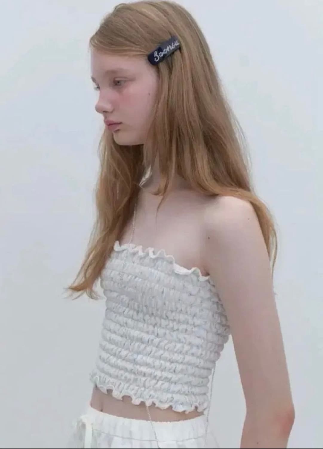 Soonsu 순수 Lazy Print Tube Top (White) 상품이미지1