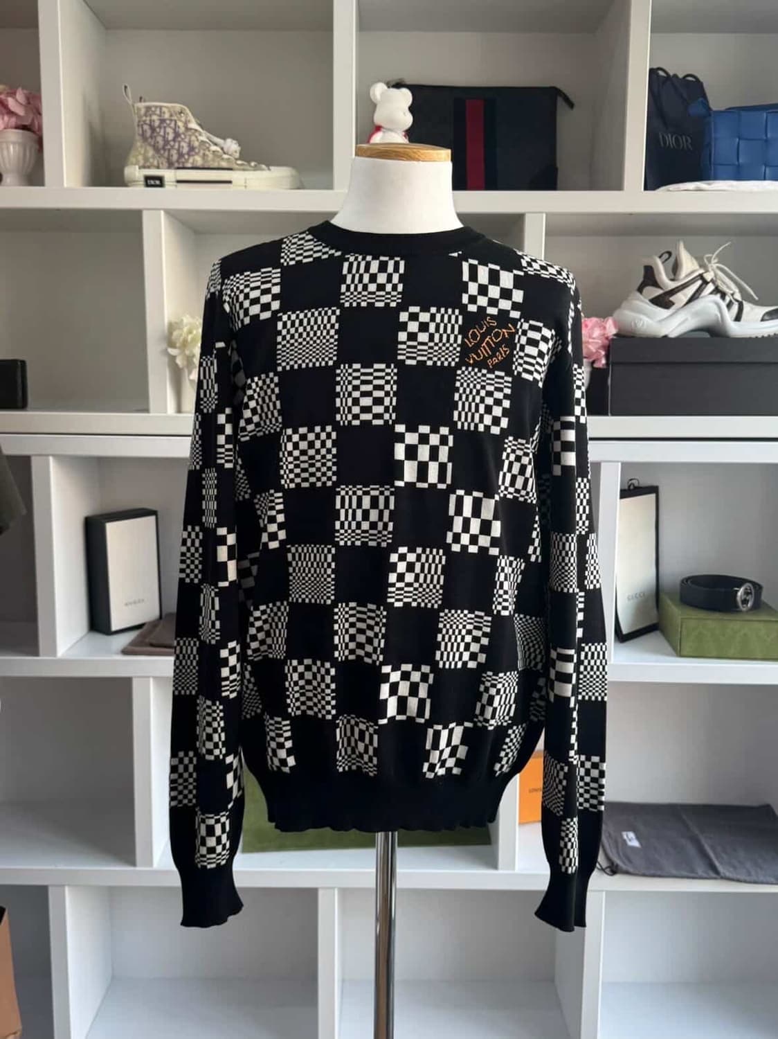 루이비통 다미에 크루넥 체크 니트 상품이미지1