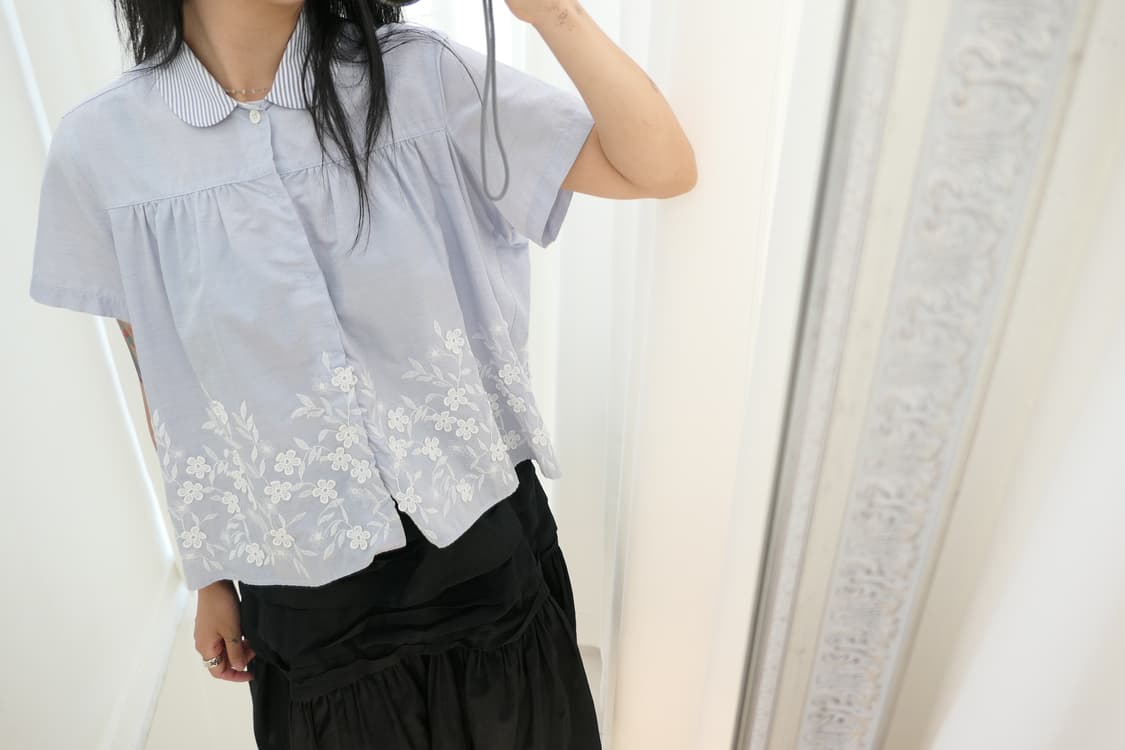 Flower embroidered stripe top 상품이미지5