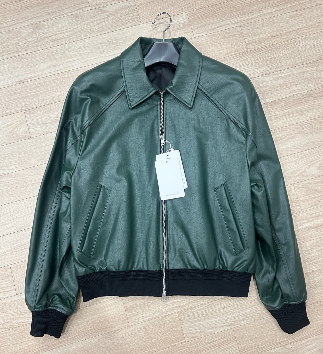 미나브 비건 레더 래글런 자켓 딥 그린 XL 상품이미지5