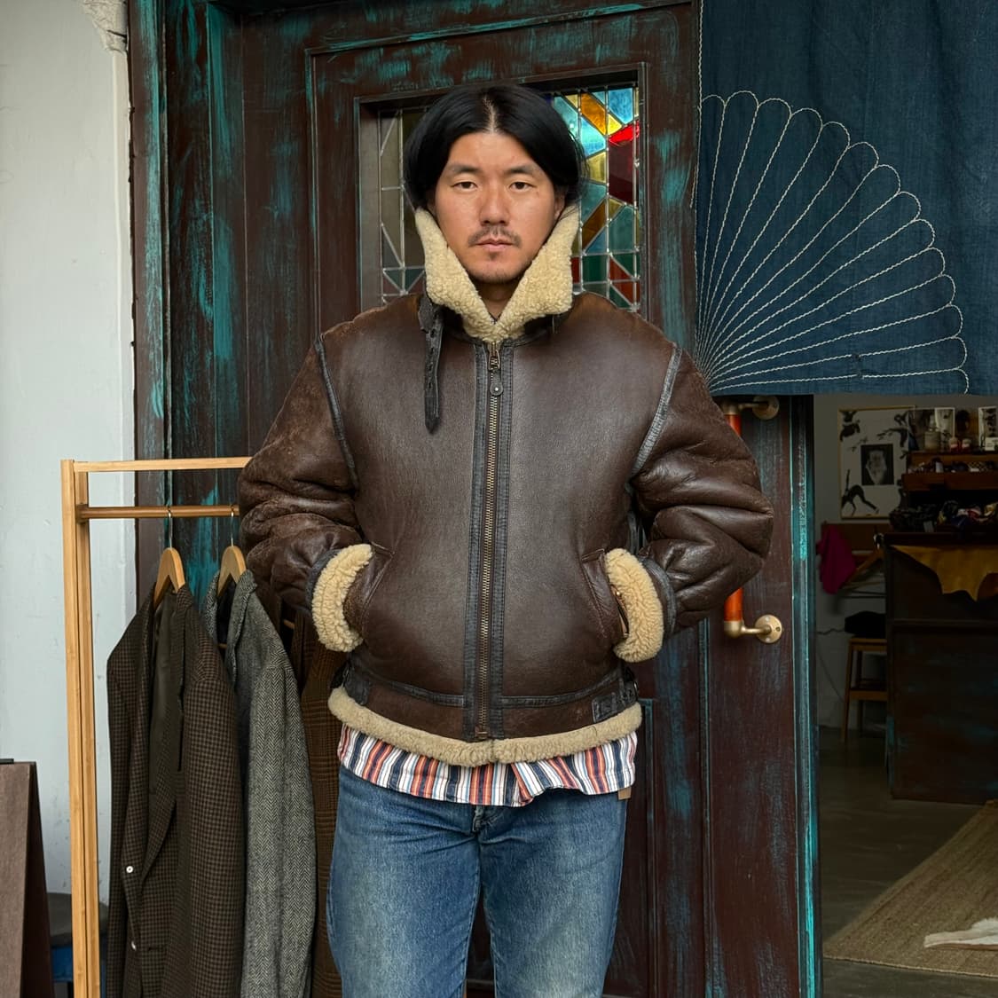 90‘s 재팬 타입 B-3 양가죽 플라이트 자켓 M 상품이미지7