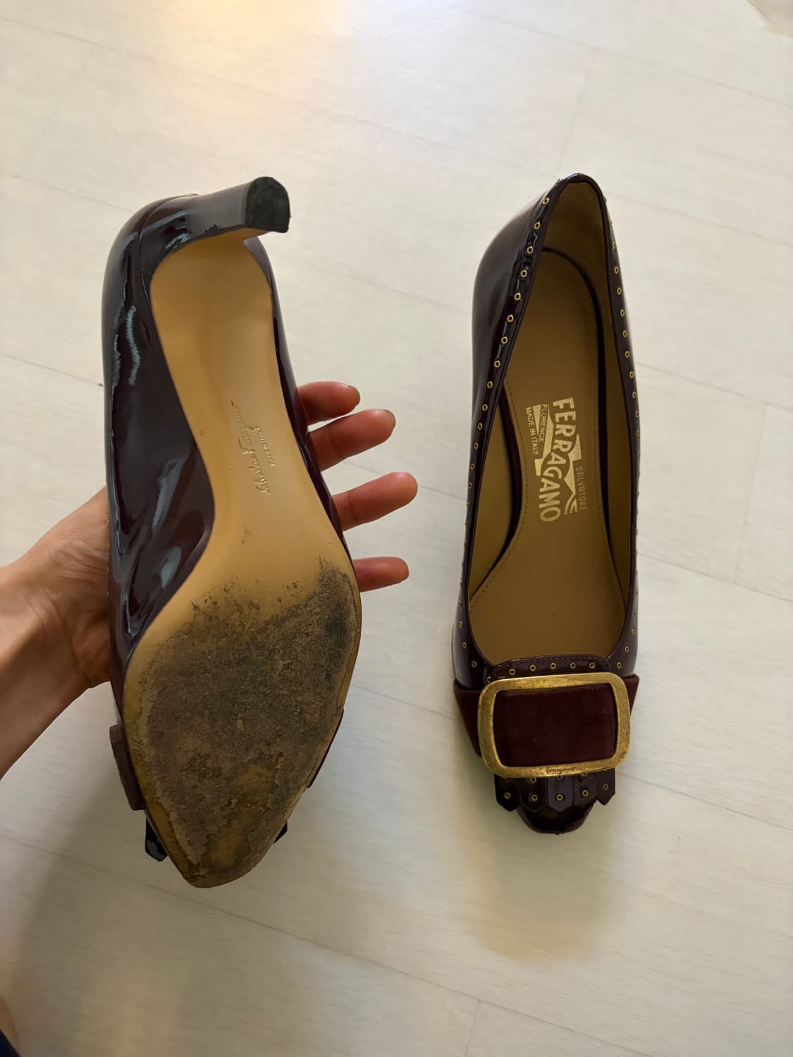  페라가모 버건디 힐 240 정품  상품이미지3