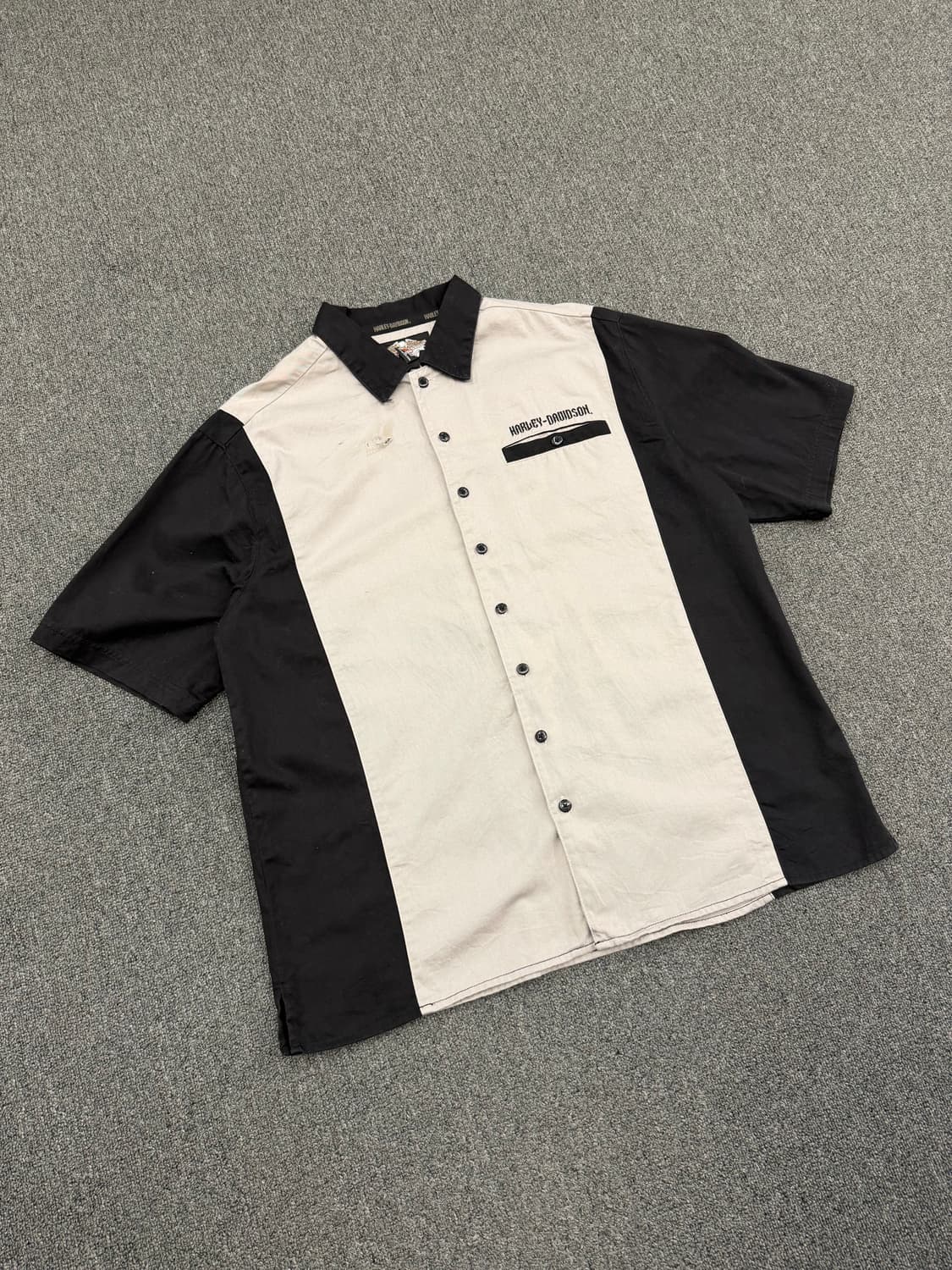 XL) 할리데이비슨 빈티지 후면 스컬 자수 반팔셔츠 상품이미지1