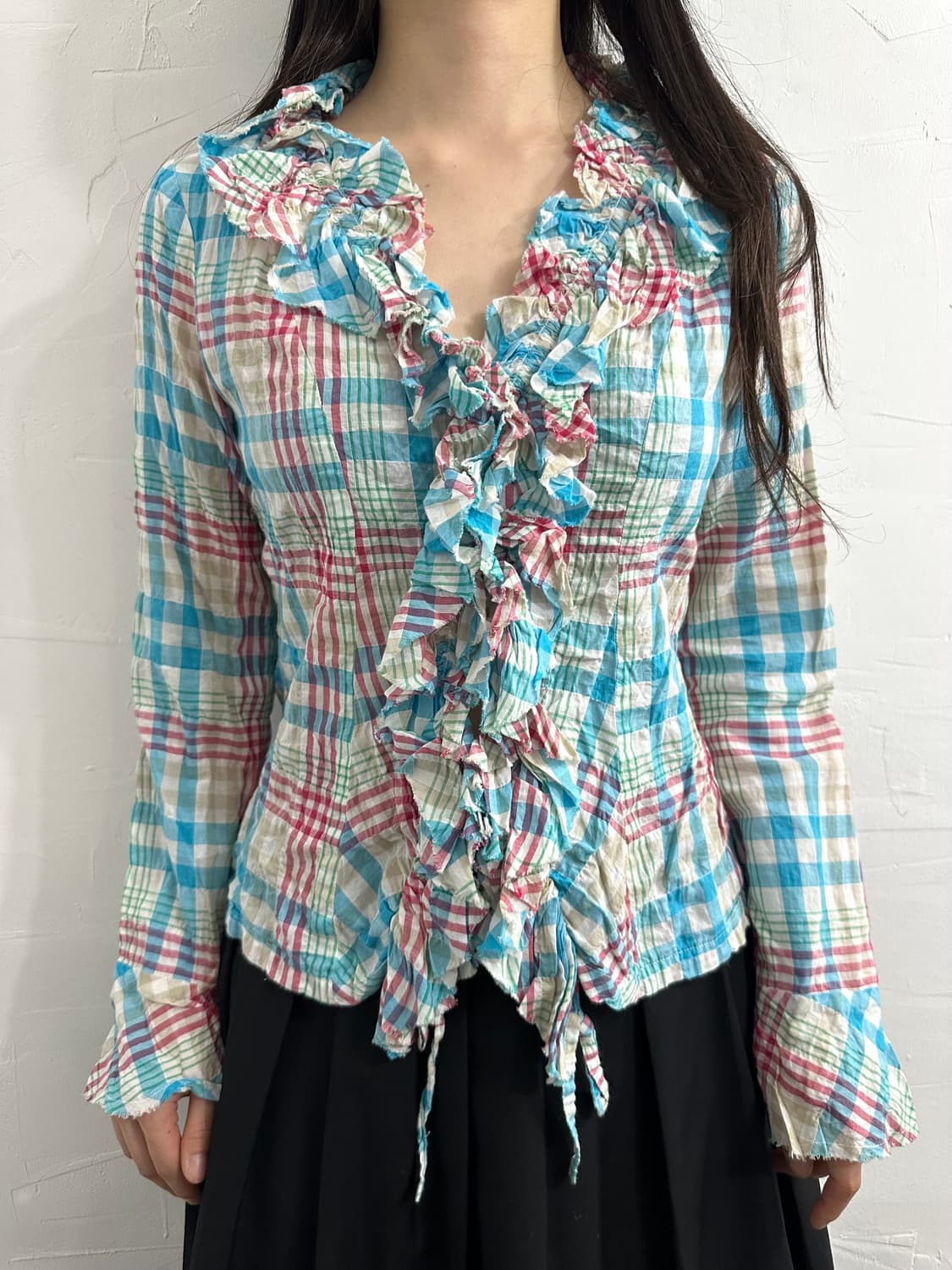 anvalides check frill shirt 상품이미지3