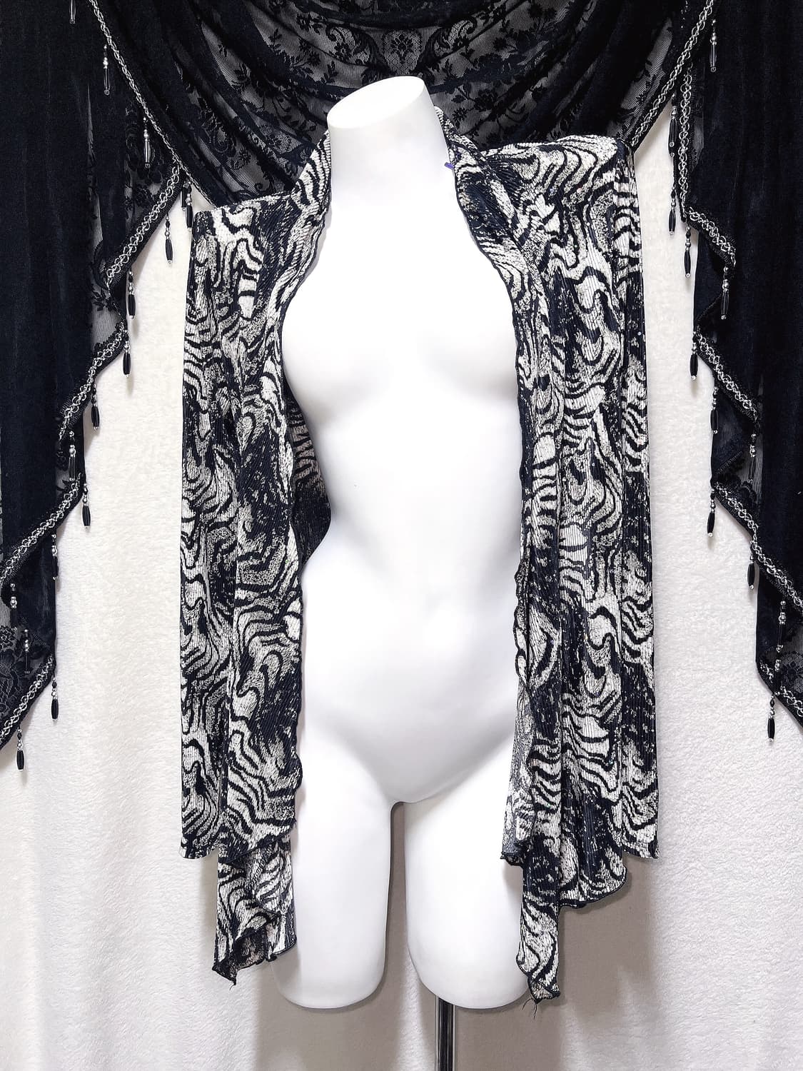 오네갸루 고스펑크 지브라 호피 레오파드 패턴 글리터 로브 가디건 오리엔탈 상품이미지8