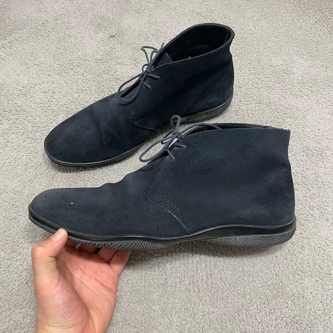 265) 프라다 스포츠 스웨이드 레더 로고 부츠 스니커즈 네이비 상품이미지4