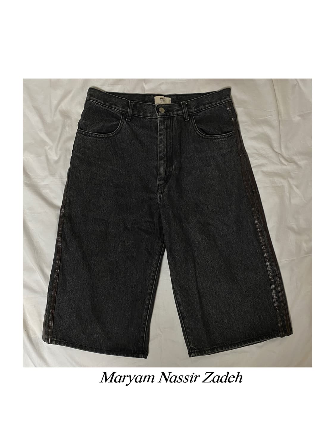 마리암나시르자데 사이드 레더 라인 버뮤다 팬츠 데님 쇼츠 아카이브 슬랙스 상품이미지1