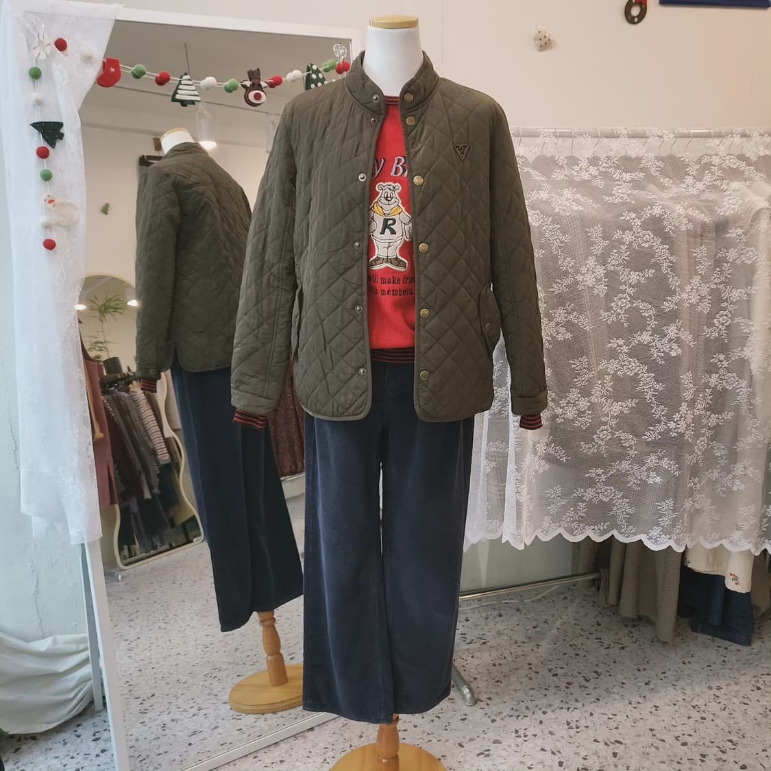 Guess jeans 카키 경량패딩 여성 퀼팅 자켓  상품이미지2