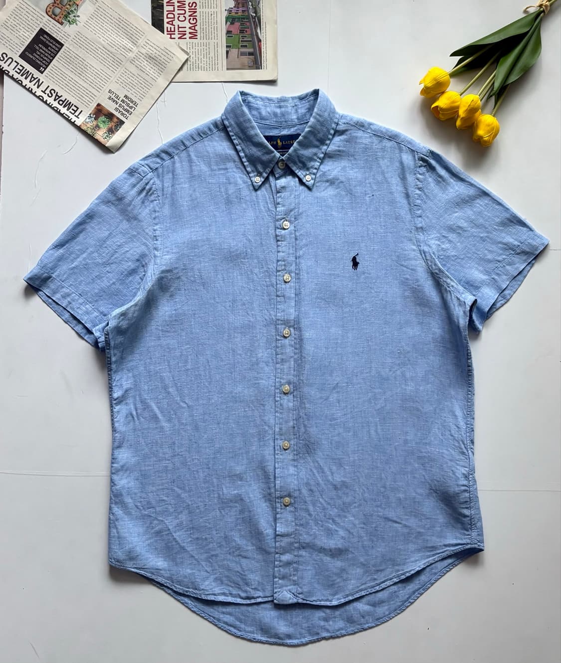 Polo 폴로랄프로렌 QR 린넨 반팔 셔츠 상품이미지2