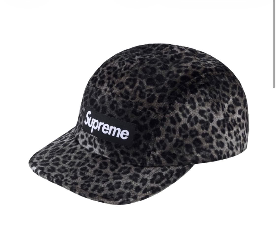 슈프림 레오파드 벨벳 캠프캡 블랙 상품이미지1