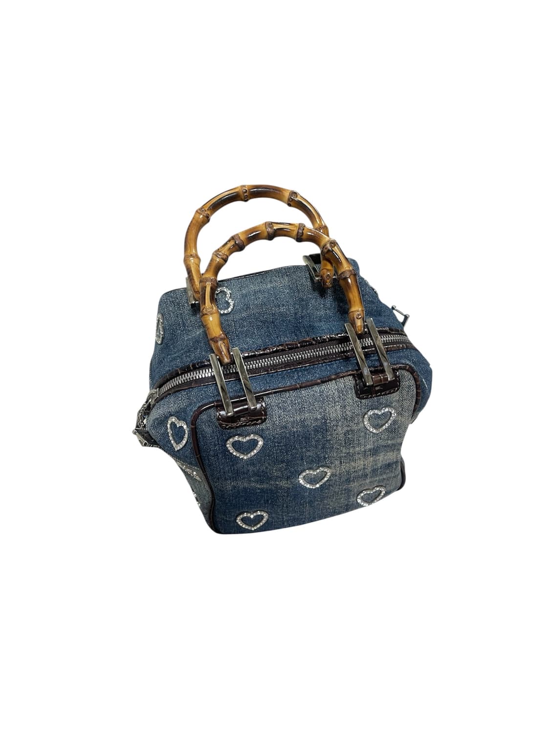 GILLI Heart Denim Bamboo Handle Bag 상품이미지4