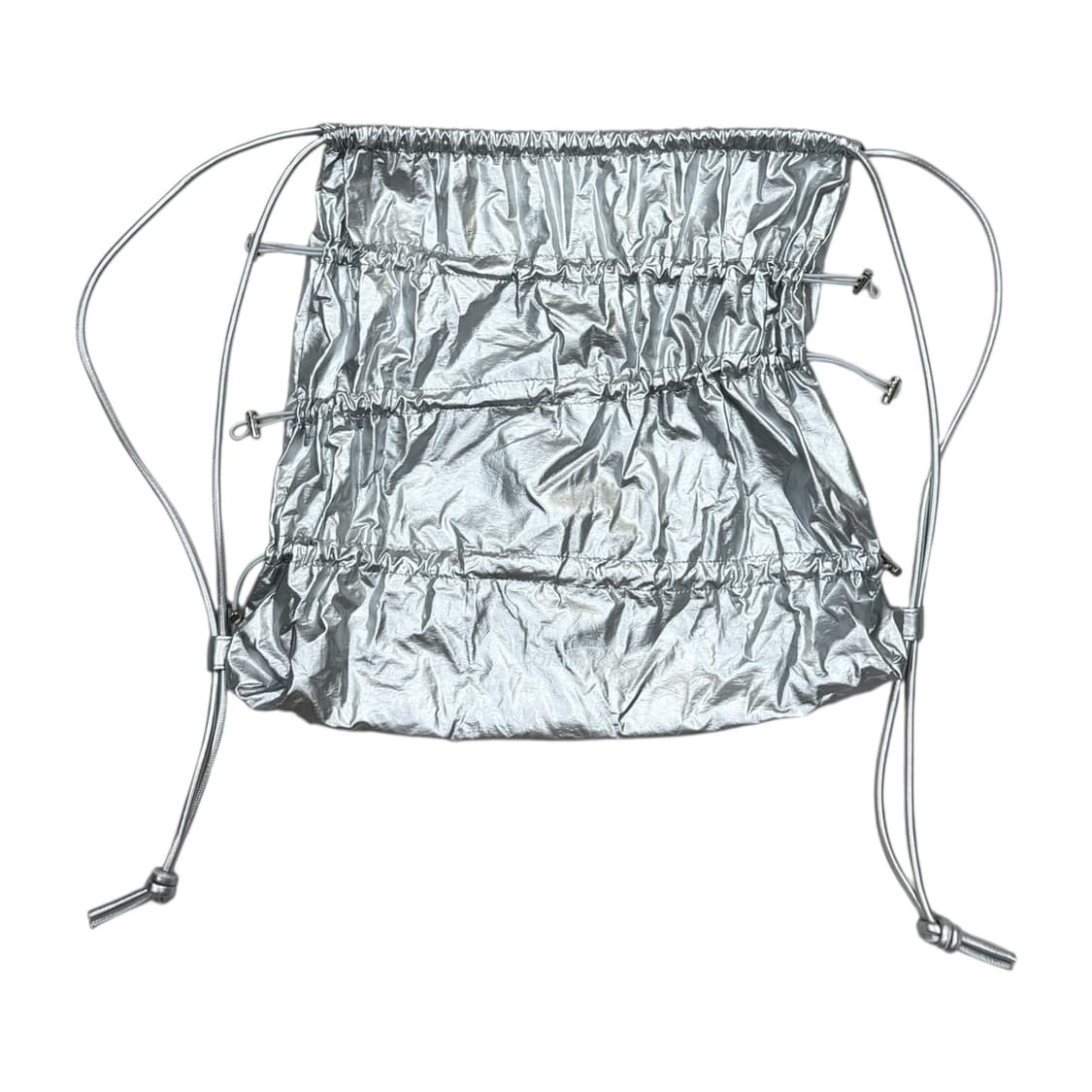 OIOI 코스모 로고 셔링 짐색 가방 실버 그레이 상품이미지3