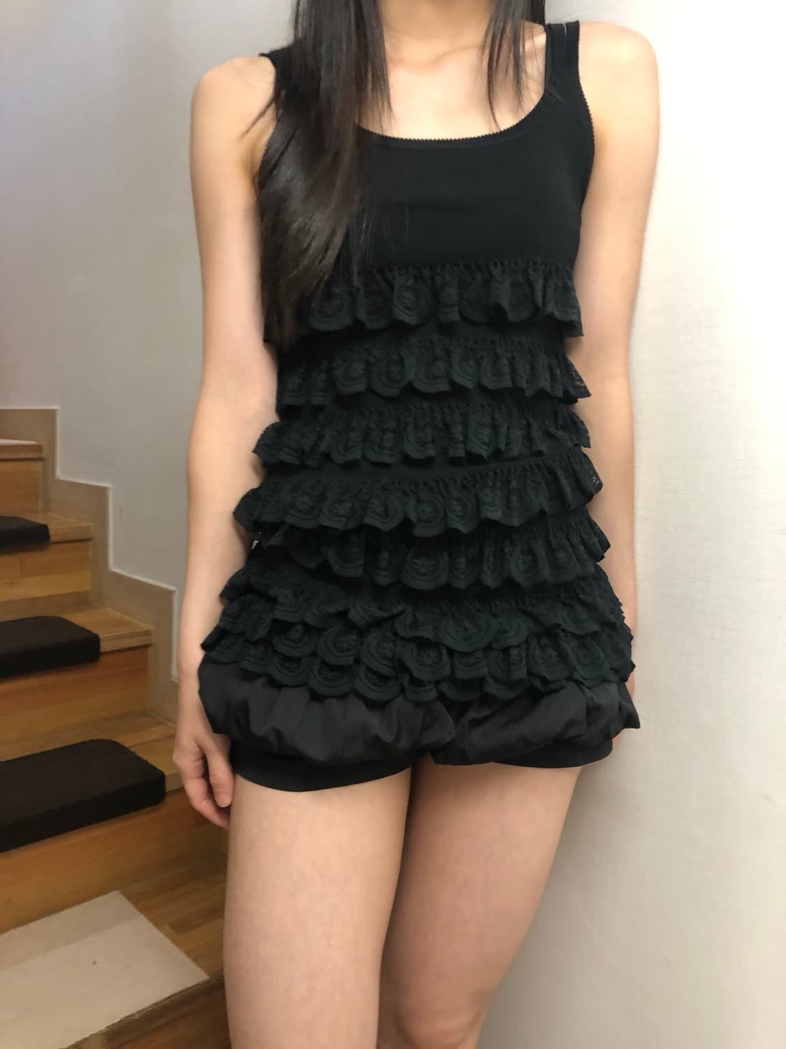 빈티지 블랙 프릴 슬리브리스 상품이미지9