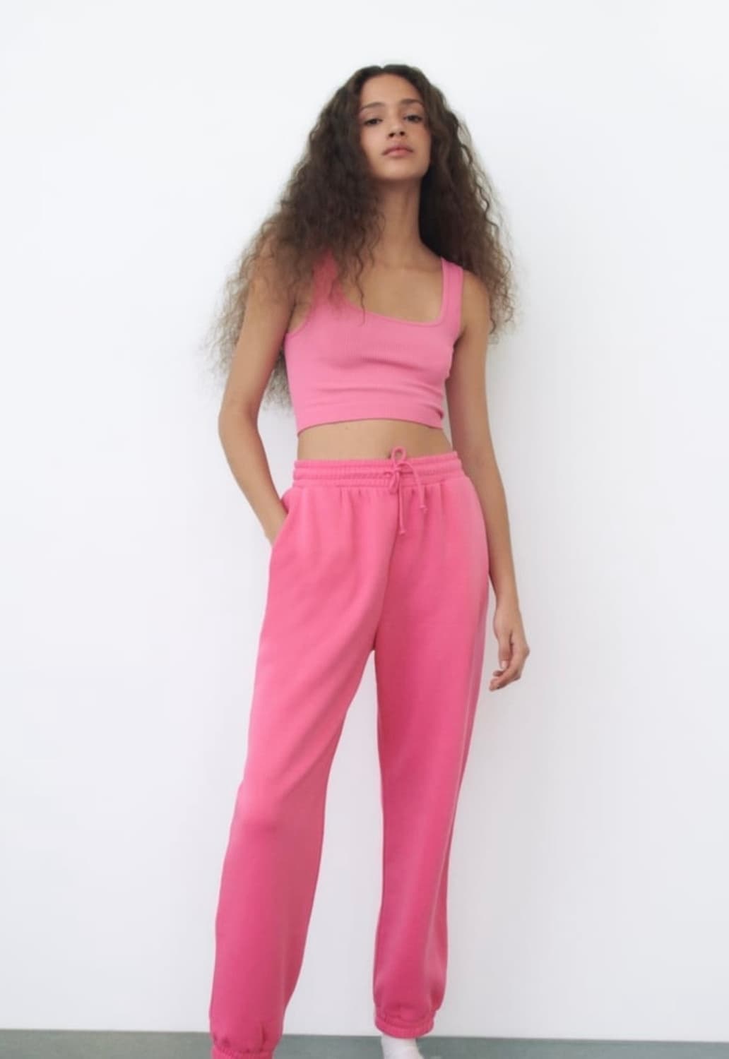 ZARA 자라 기모 조거 팬츠 핑크, 자라 기모 밴딩 팬츠 상품이미지2