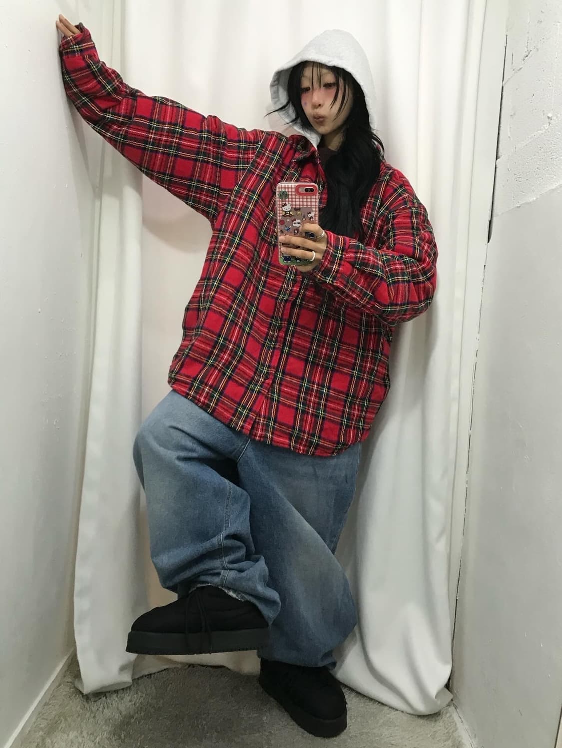 Supreme Tartan Flannel Hooded Shirt 상품이미지3