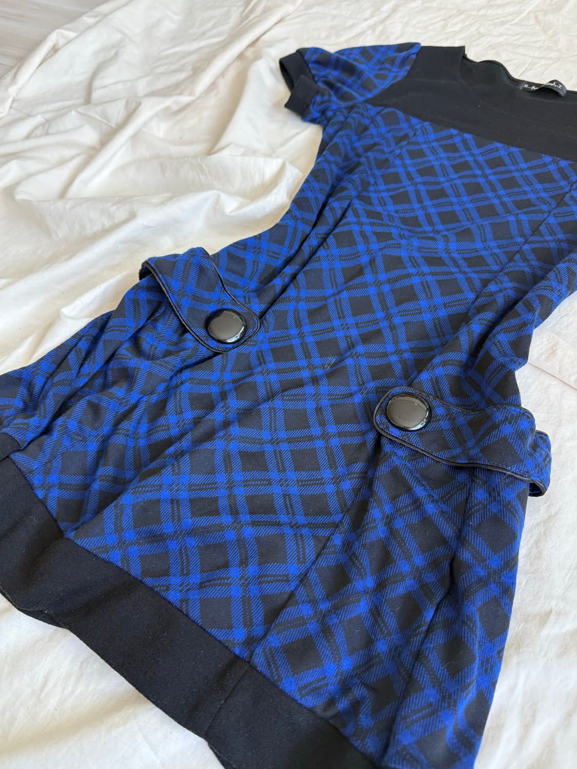 나나펑크 캐캐체 블루 체크 원피스 상품이미지4