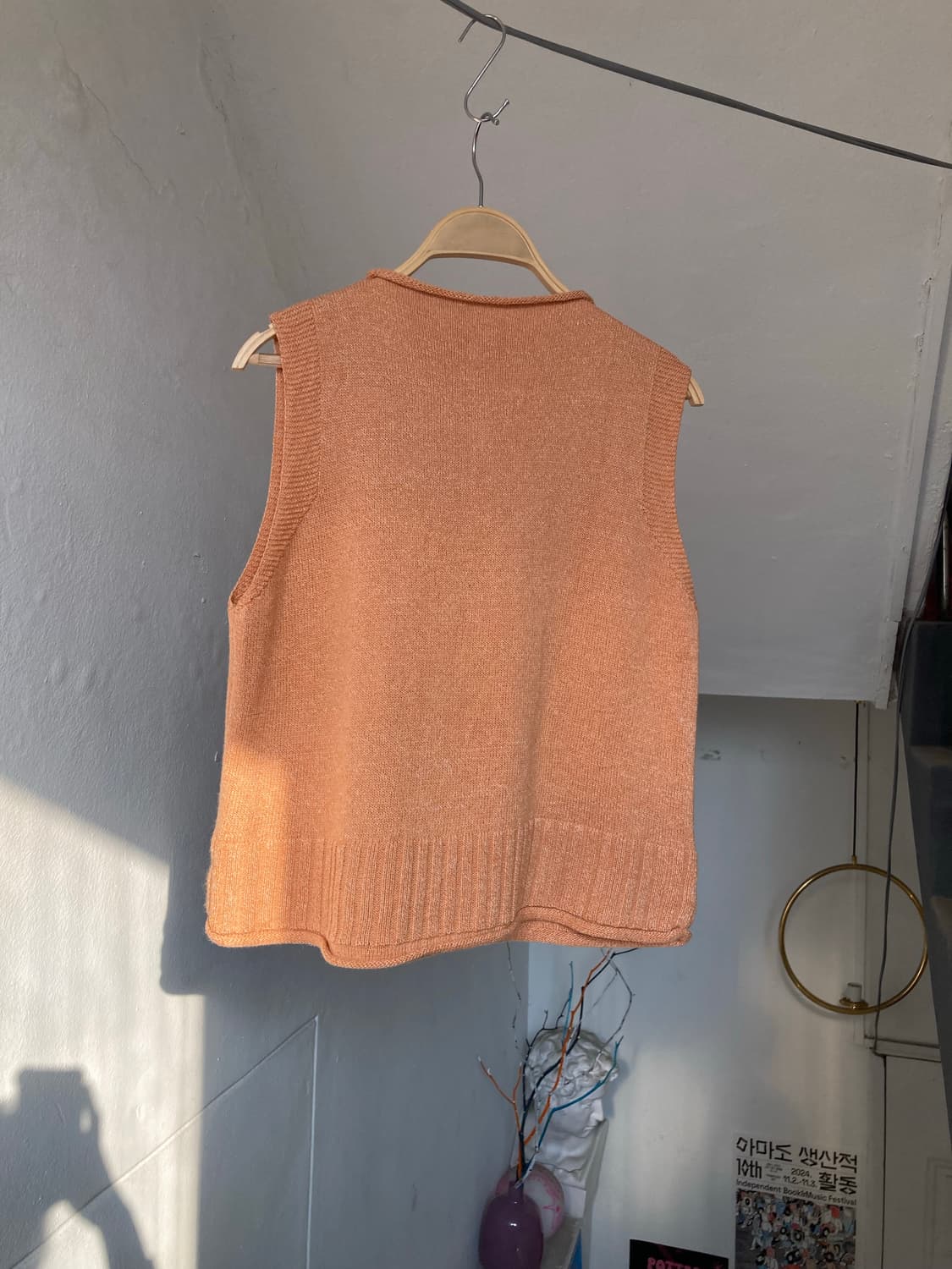 리넨•울 믹스 살구 니트 나시 상품이미지6