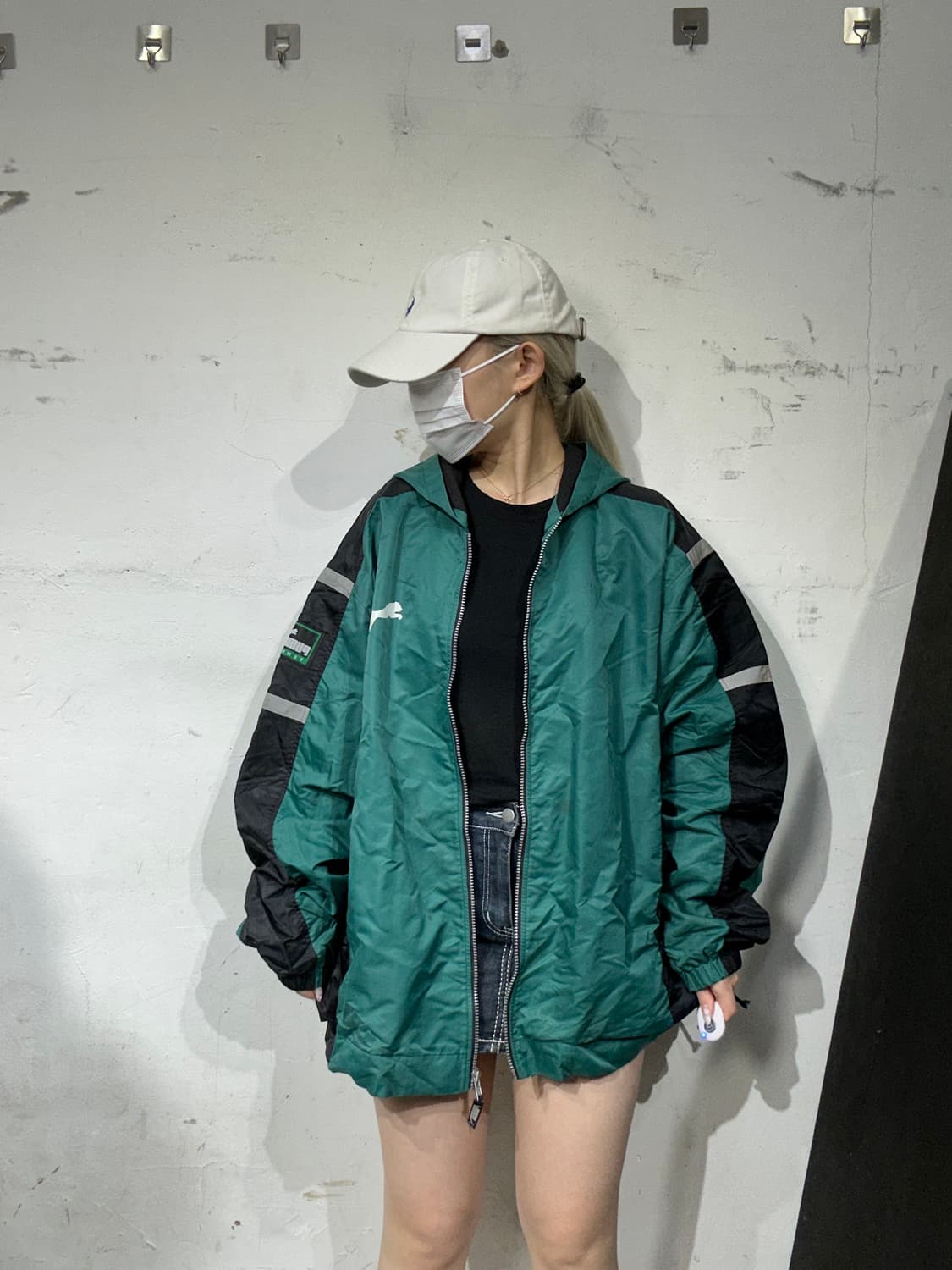 푸마 그린 올드스쿨 빅 로고 블랙 사이드 라인 대대장 트랙 자켓 M 상품이미지2