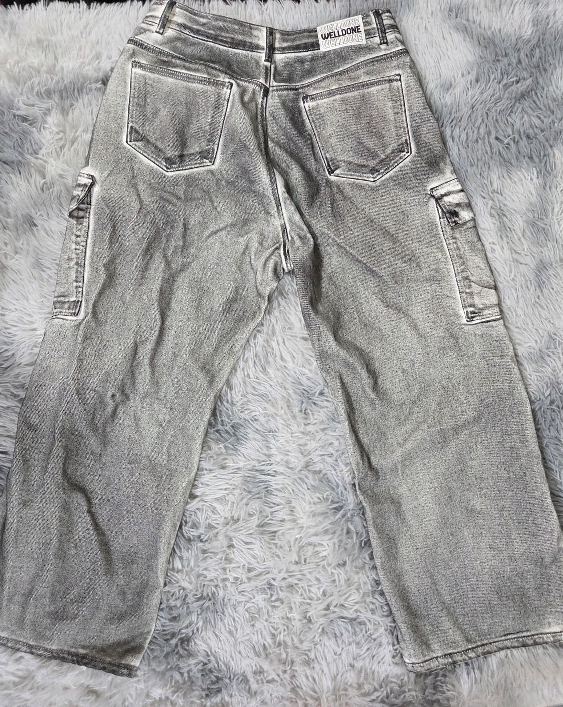 웰덜 그레이 워싱 카고 데님 팬츠 상품이미지2
