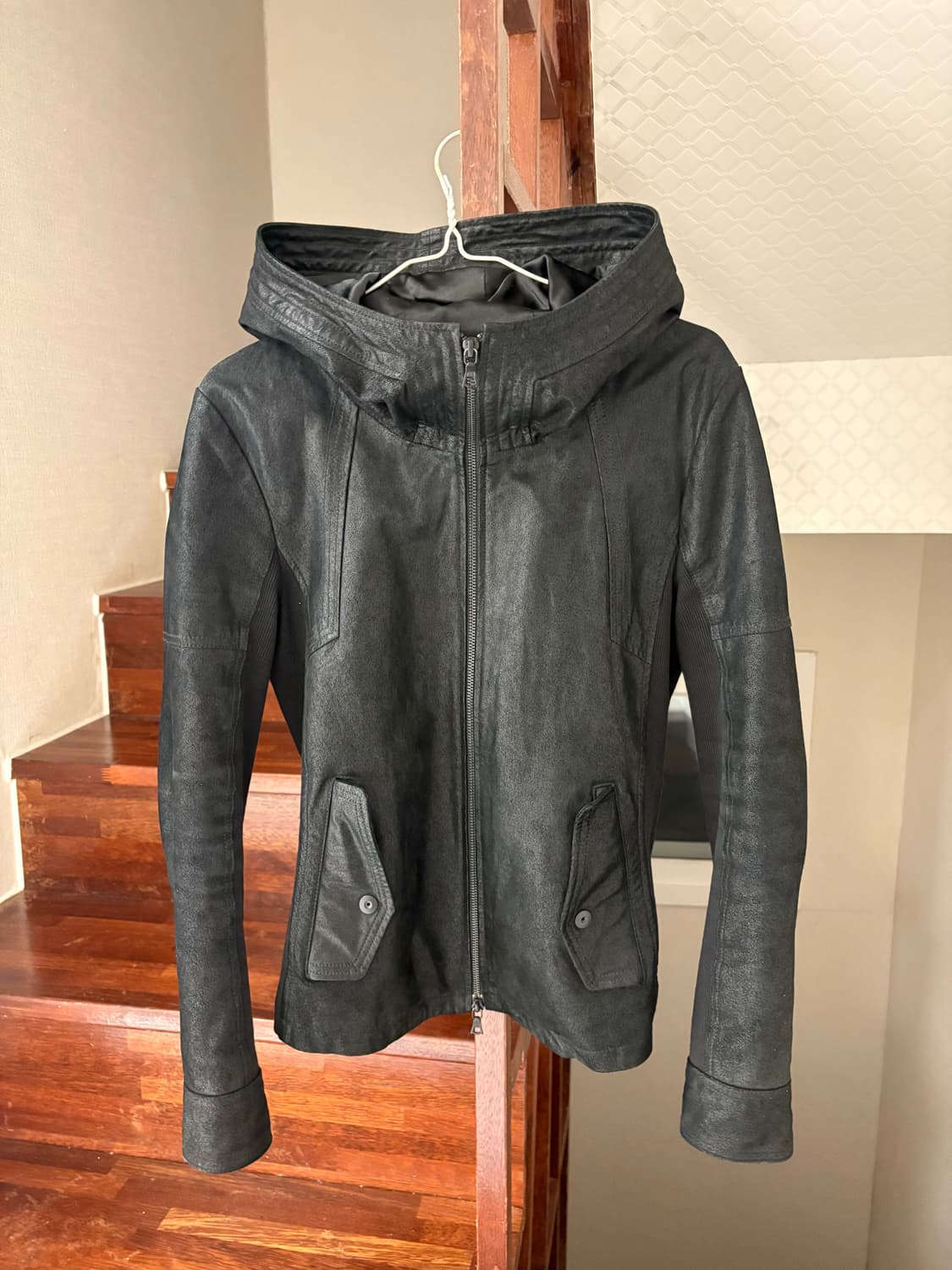 No id 보노 레더 후드 자켓 상품이미지1