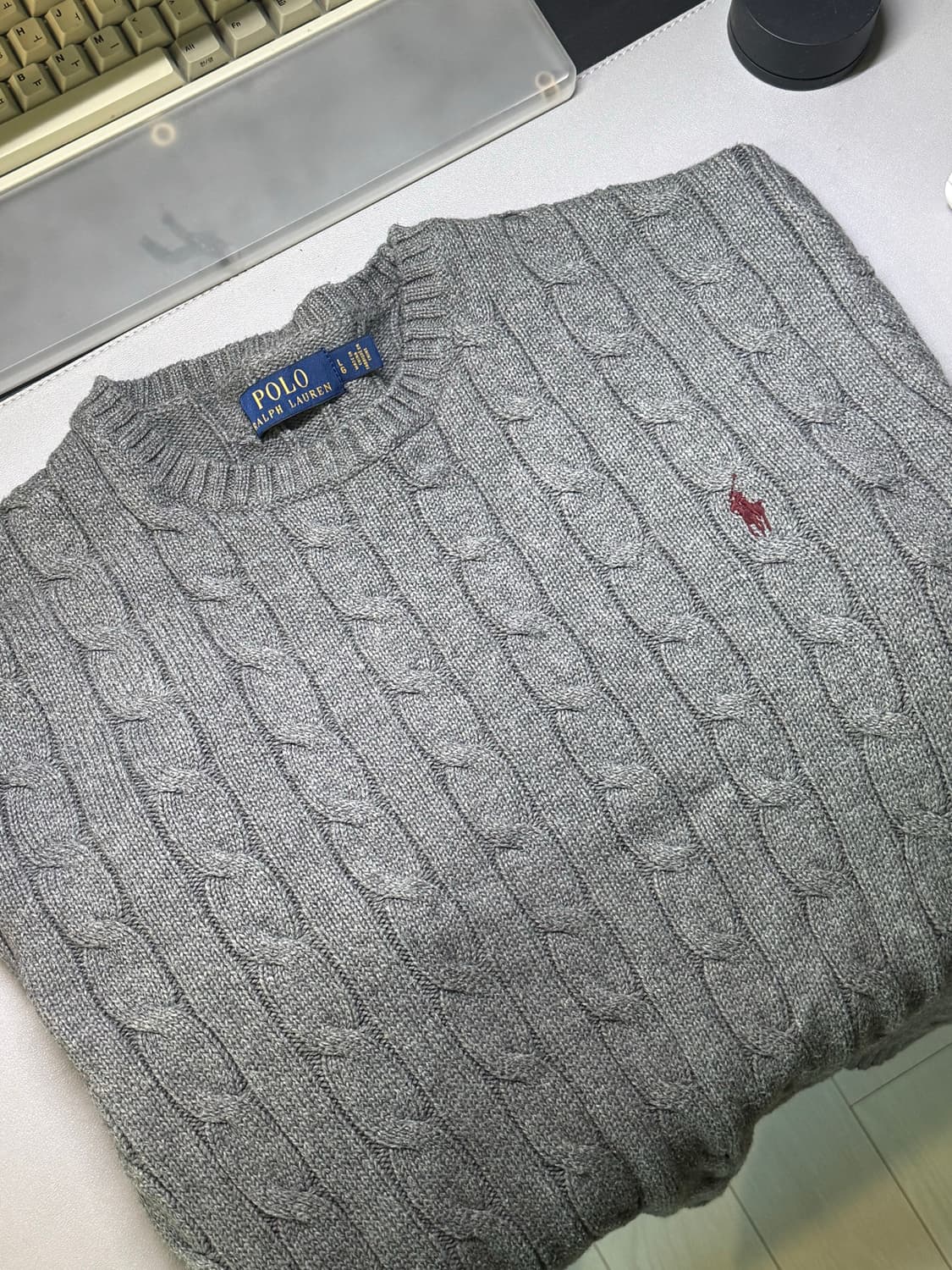 폴로 랄프로렌 케이블 니트 L 회색 상품이미지1