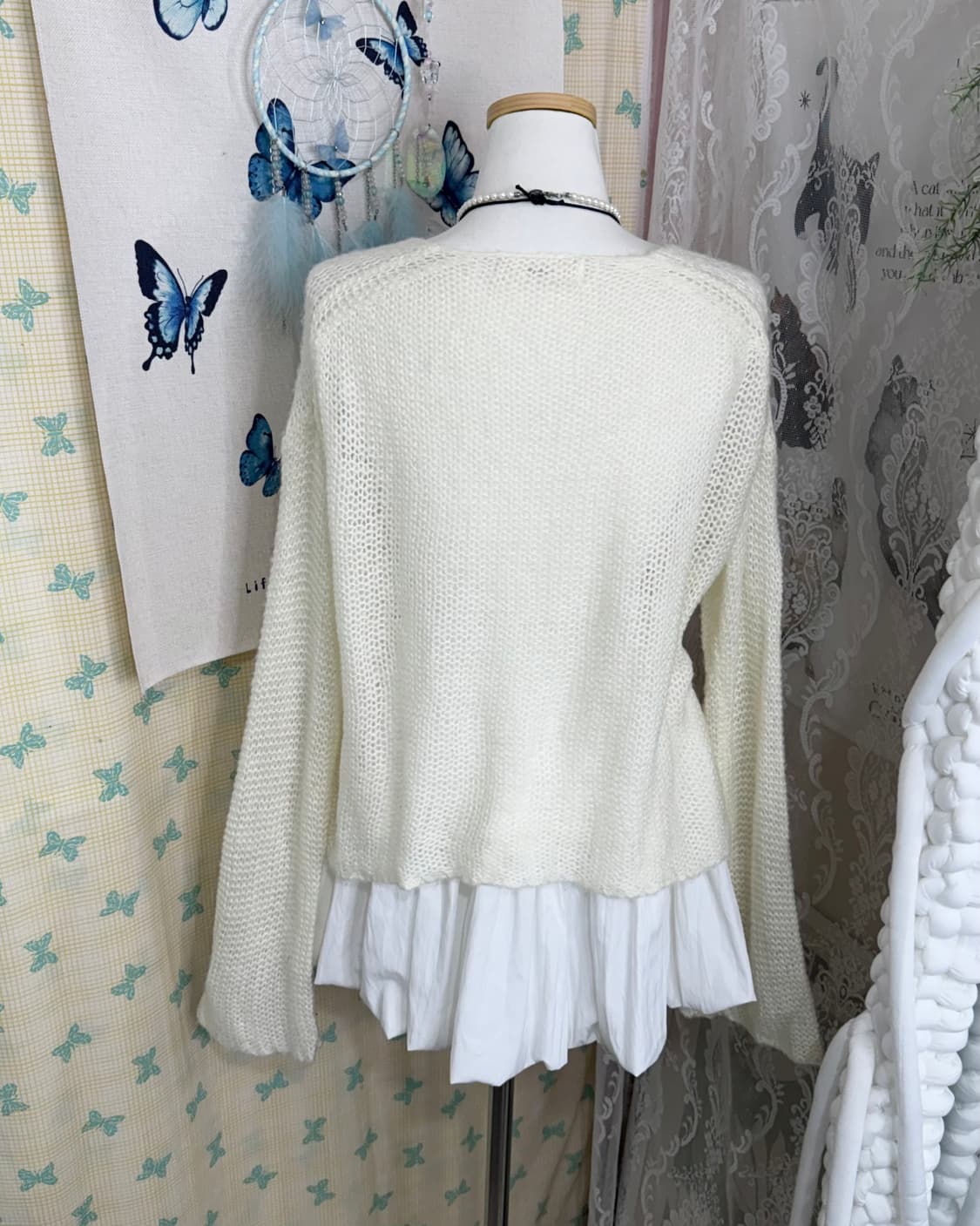 아이보리 시스루 니트 상품이미지5