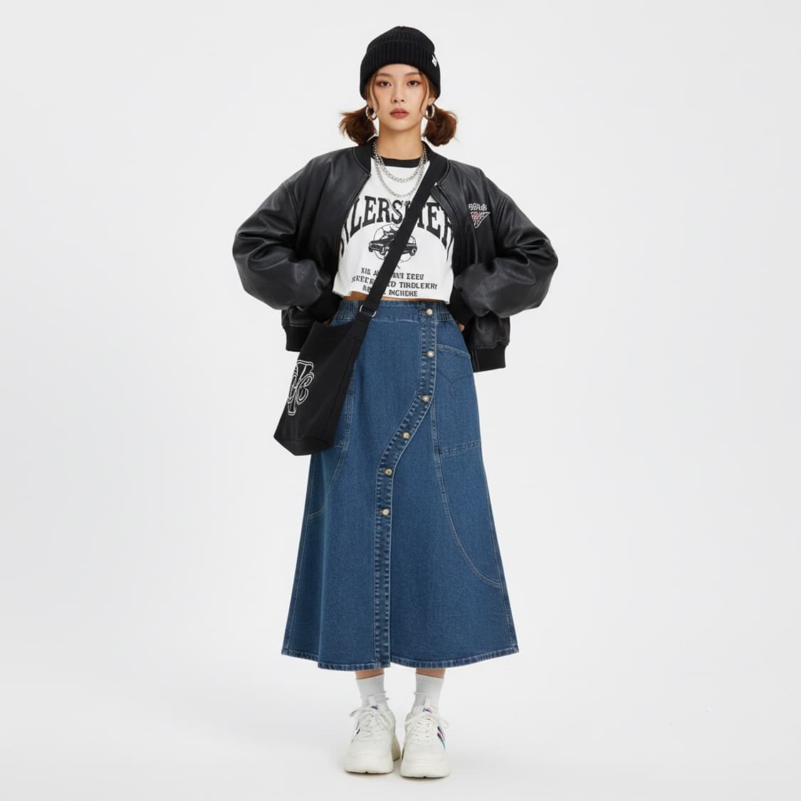 O'2nd 데님 롱 스커트 (페미닌 빈티지 데일리) 상품이미지1