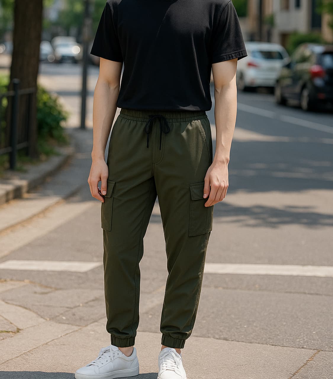 에디바우어 카키색 카고 조거팬츠_XL 상품이미지1