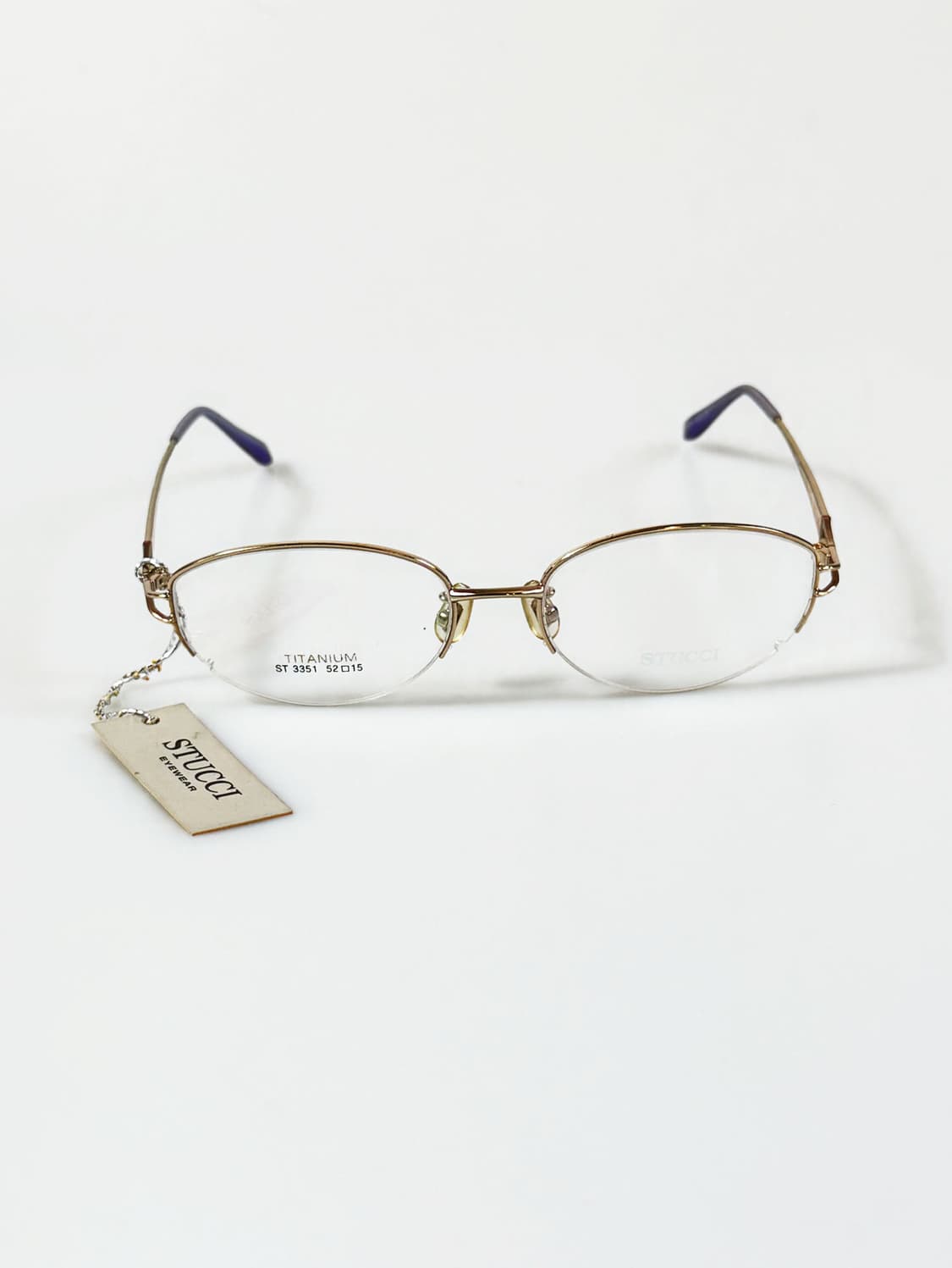 90s STUCCI 골드 티타늄 오벌 반무테 빈티지 안경 상품이미지2