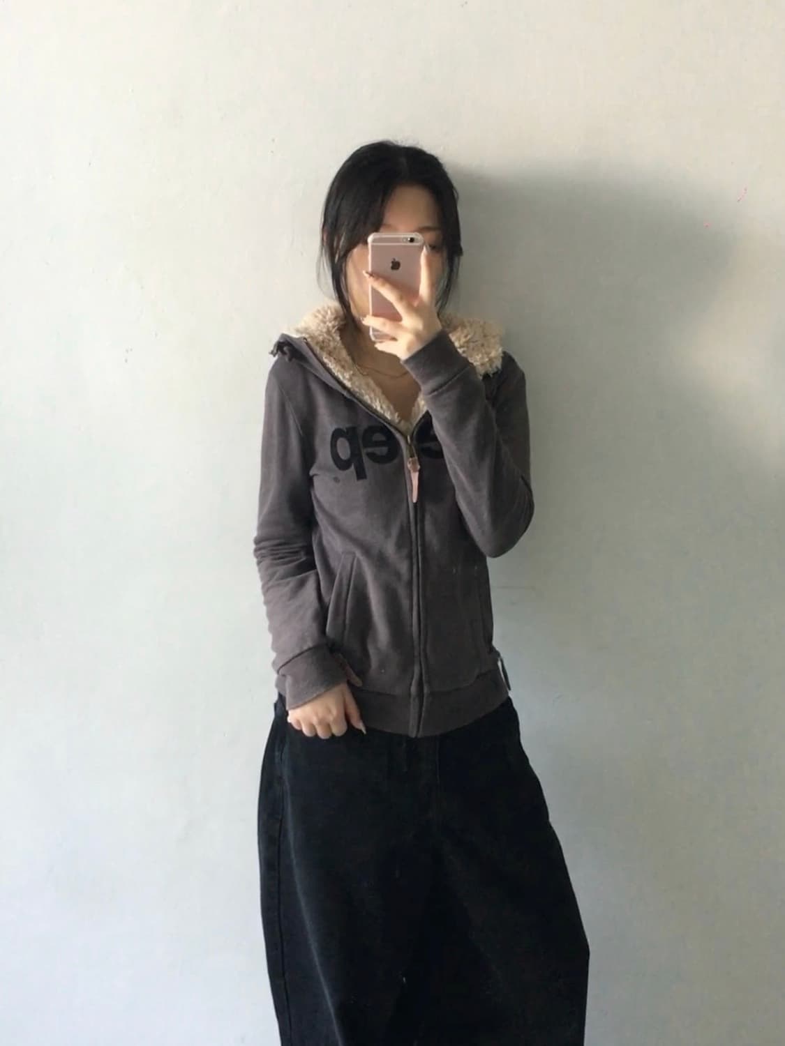 지프 쉐르파 자수 로고 후드집업 상품이미지2