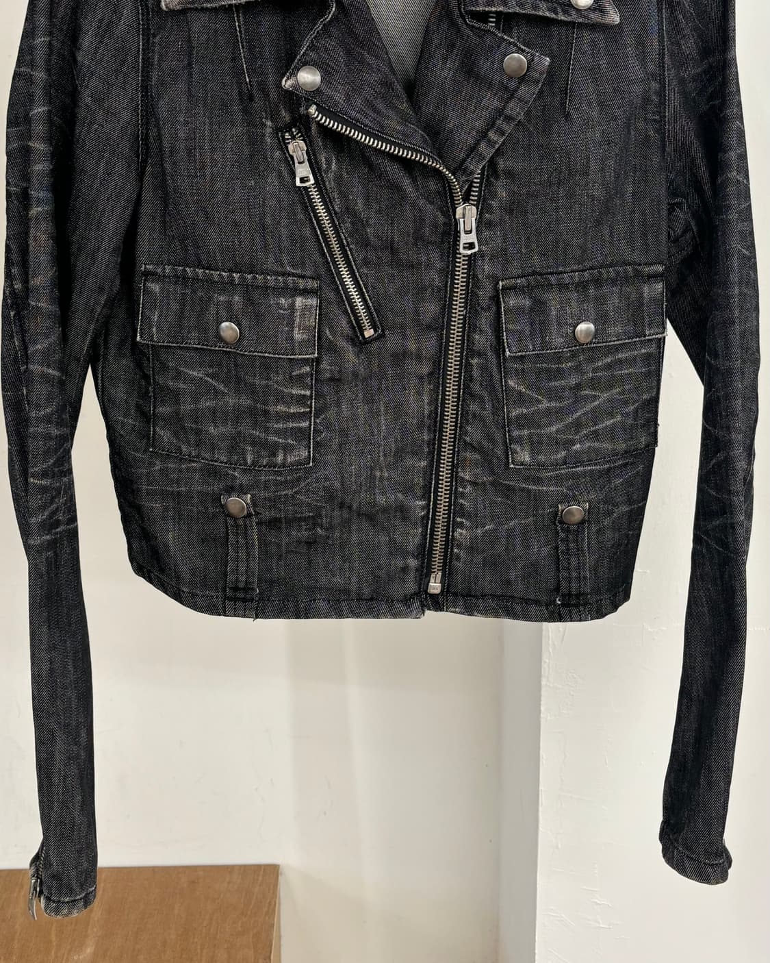 데님앤서플라이 랄프로렌 블랙 데님 바이커 자켓 상품이미지5