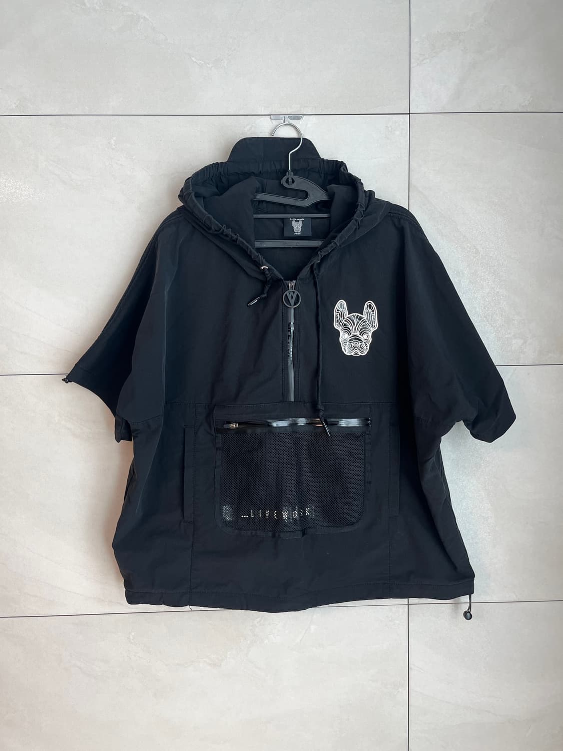 라이프워크 후드 반팔 아노락 바람막이 블랙 (FREE) 상품이미지1
