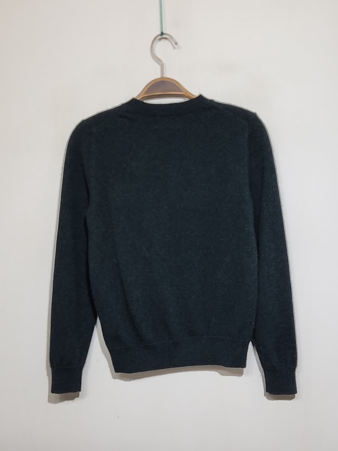 (M) 캐시미어 니트 진녹색 무지 스웨터 라운드  상품이미지5