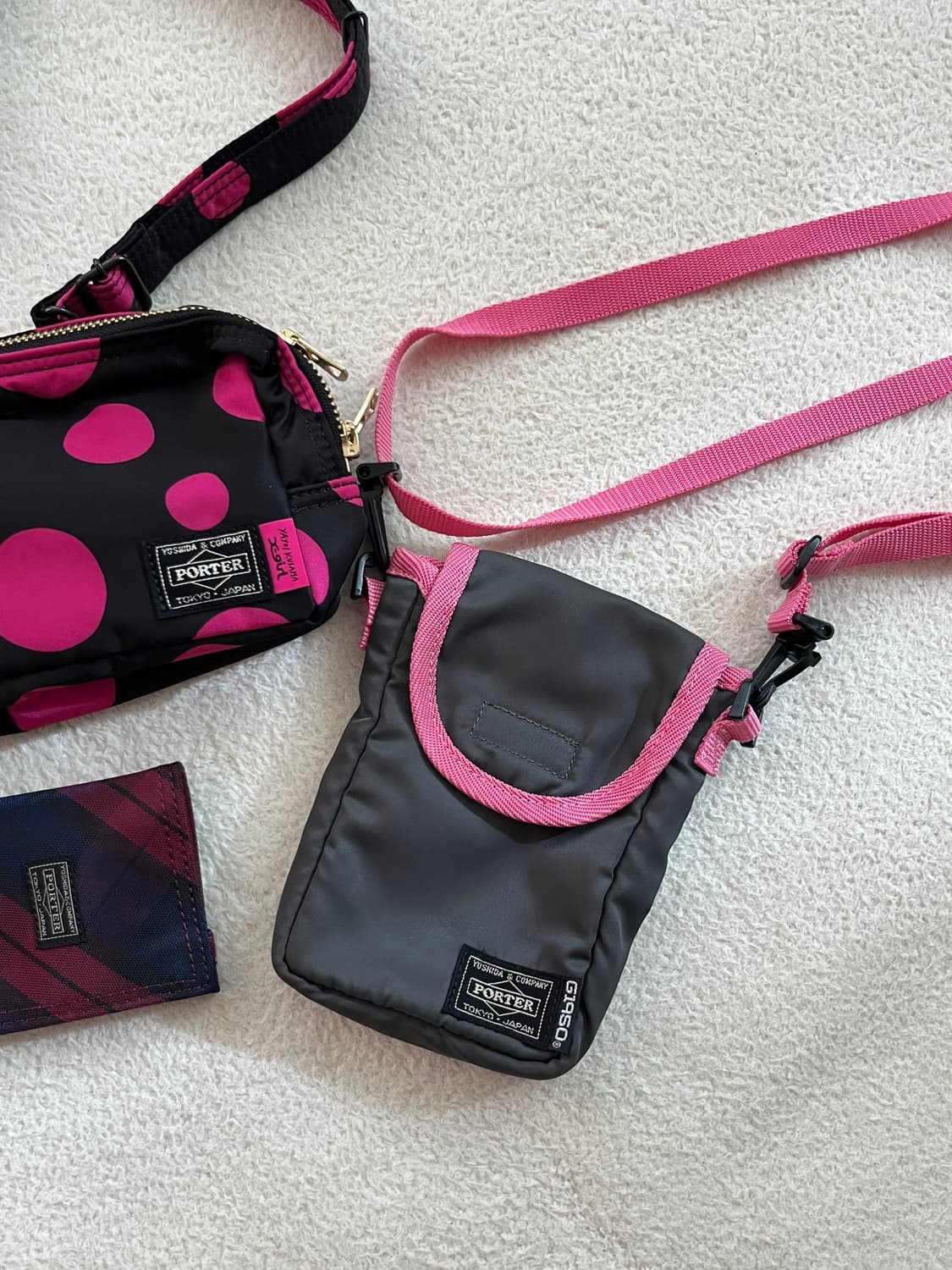 포터 핑크 트림 크로스백 그레이 상품이미지8
