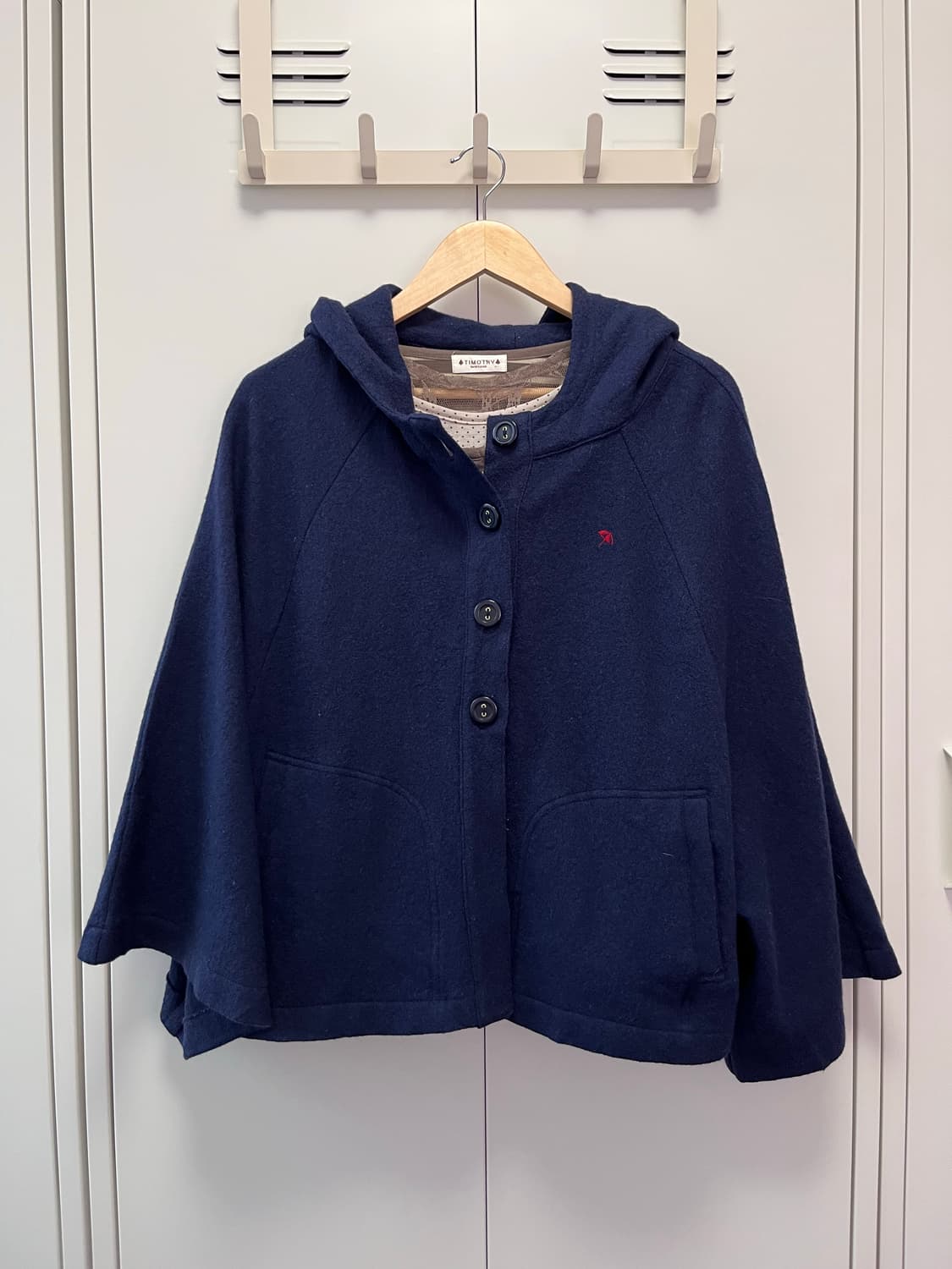 아놀드파마 울 단추 후드 케이프 코트 상품이미지4