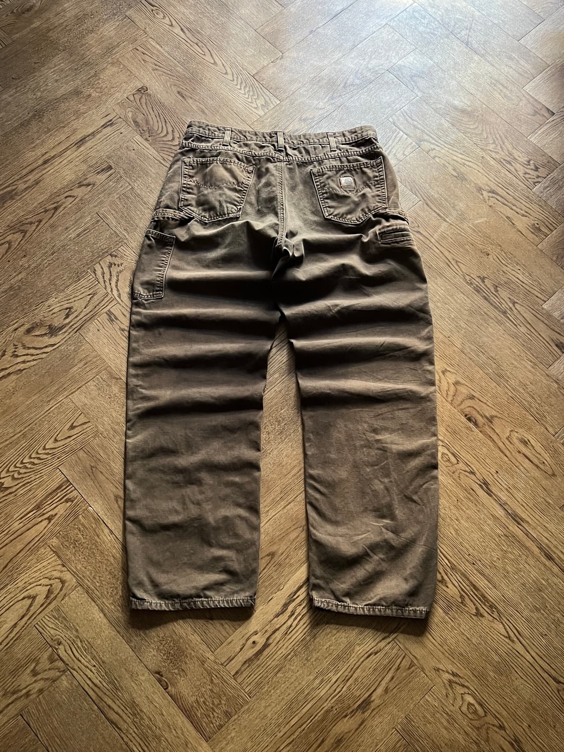 [36]칼하트 USA 빈티지 워싱 다크브라운 싱글니 워크 팬츠 상품이미지2