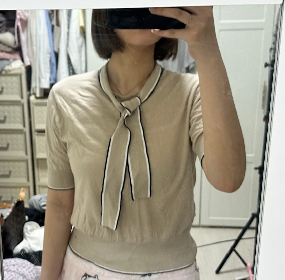 존스메들리 베이지 리본 니트 S 상품이미지1