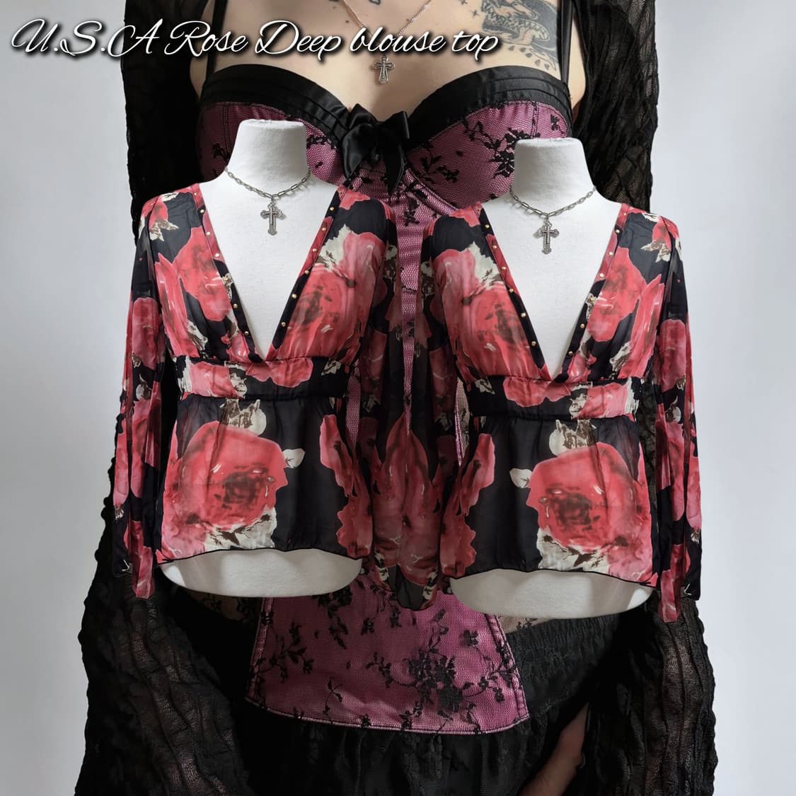 U.S.A Rose Deep blouse top 상품이미지1
