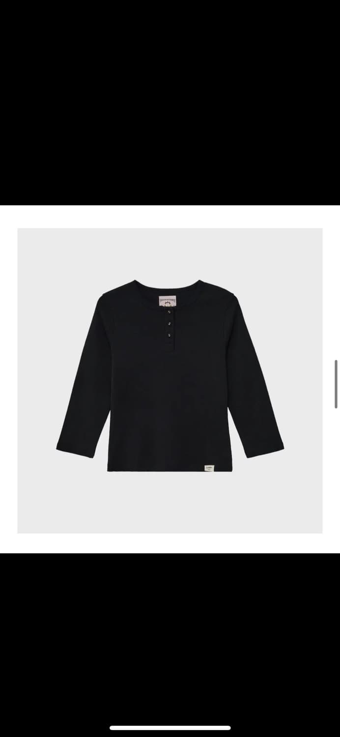 글로니 3/4 BUTTON FLY TEE 블랙 상품이미지2