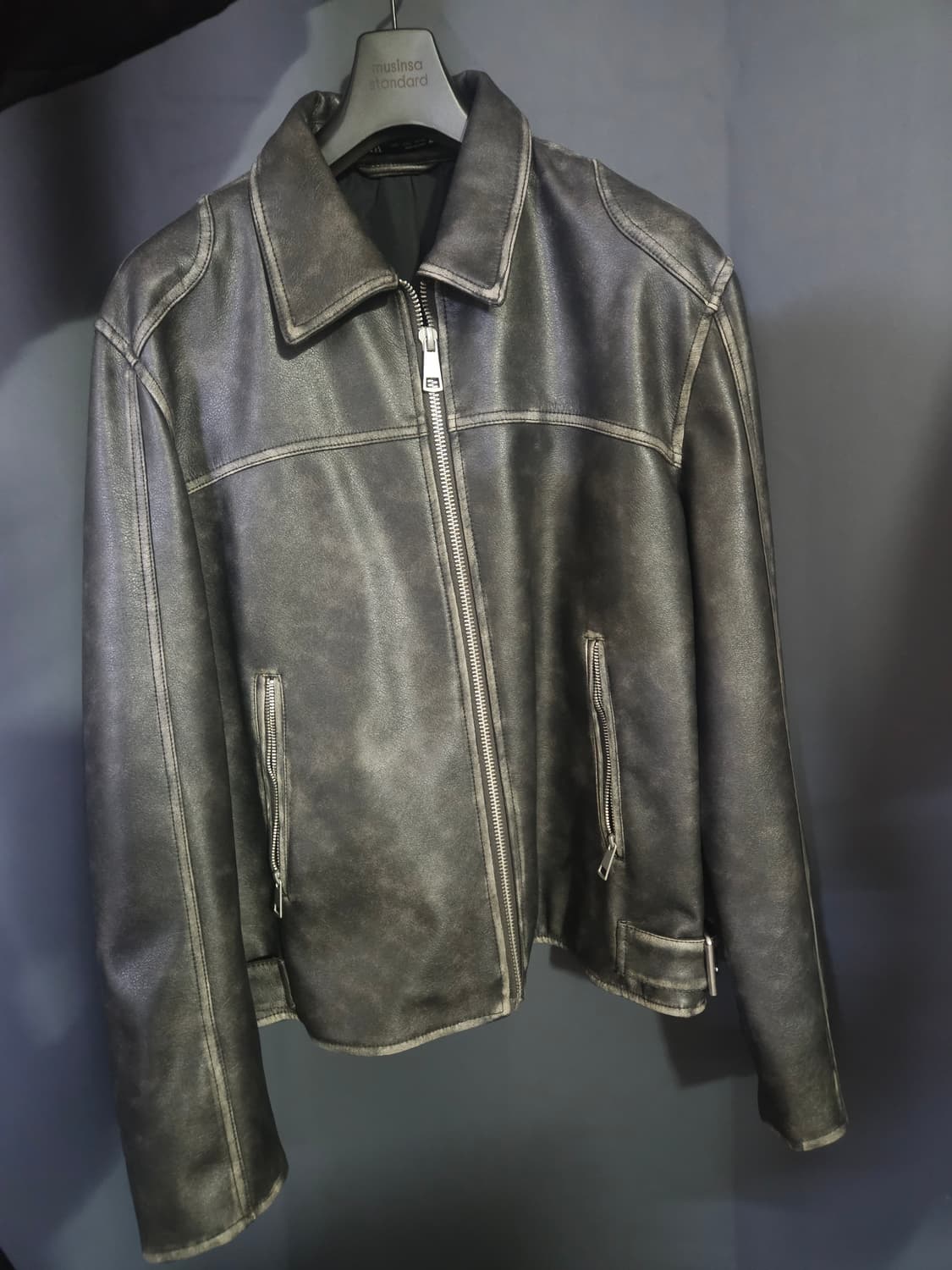 자라 워싱 페이크 레더 점퍼(L) 상품이미지1