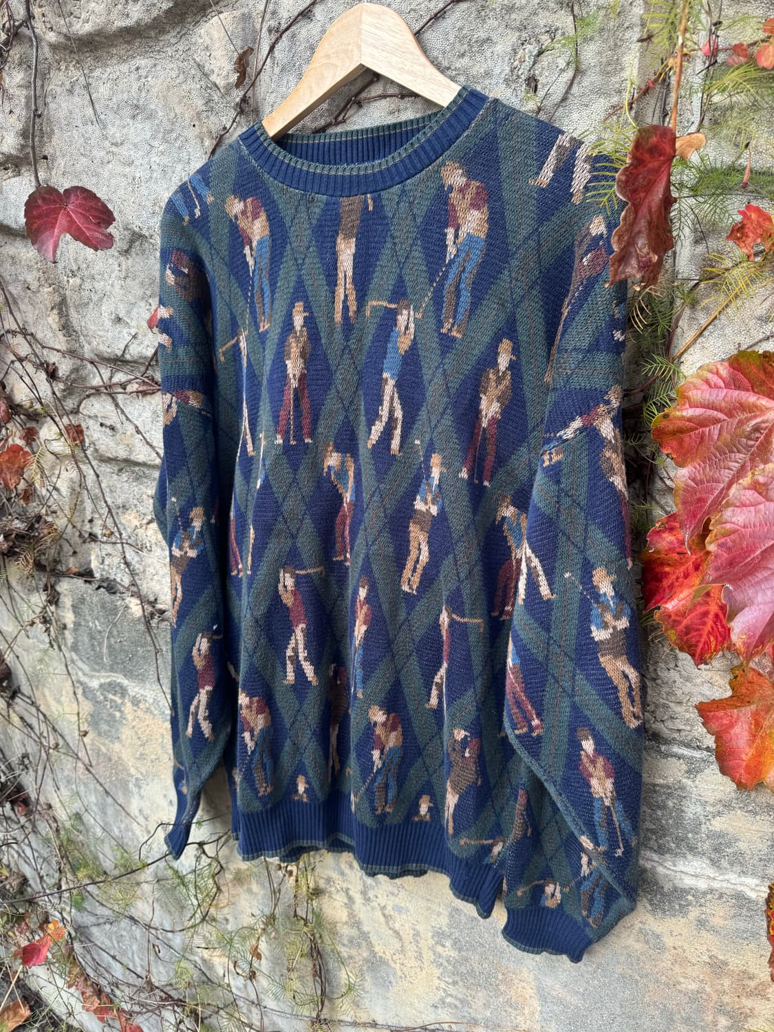 90s crossings 아가일 패턴 골프 그래픽 니트 xl 상품이미지3