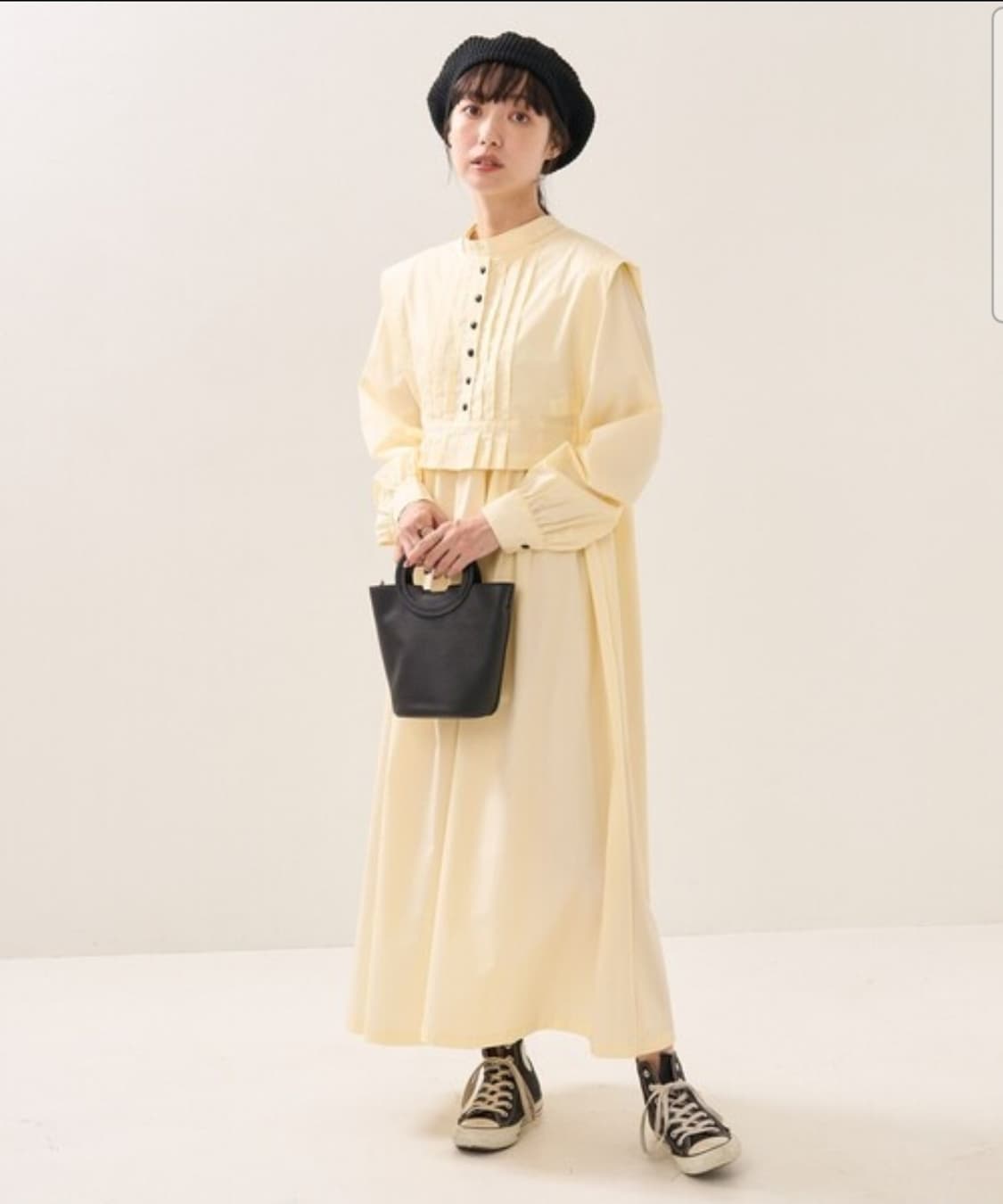 프릭스토어 벌룬 슬리브 베스트 레이어드 원피스 상품이미지1