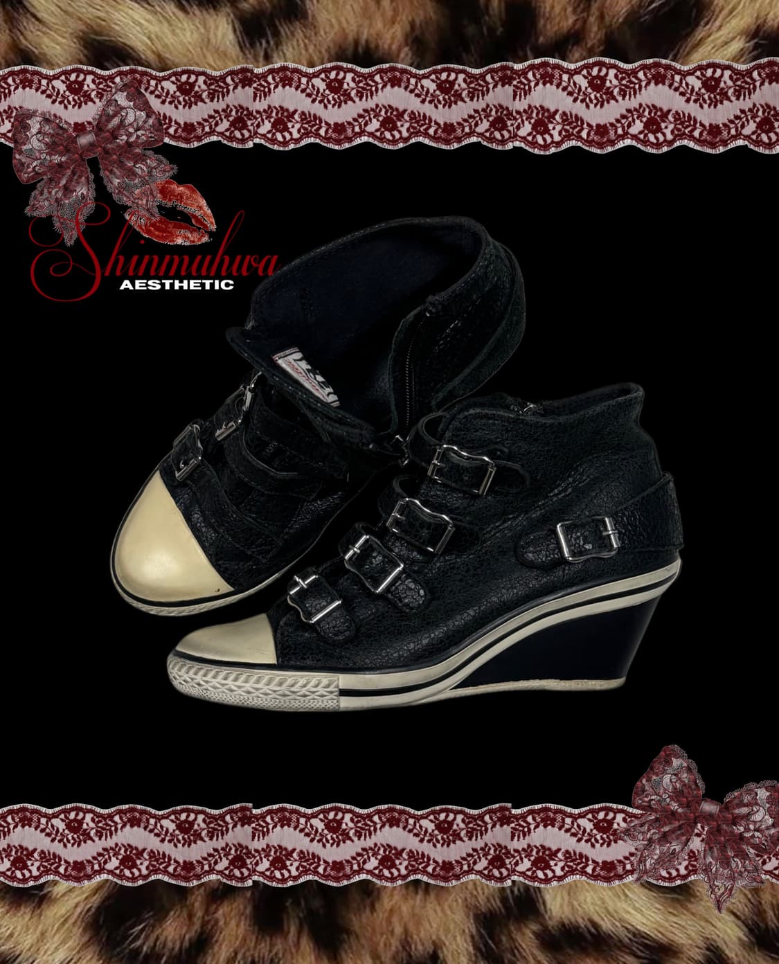 ASH 파이톤 엠보스드 웨지힐 스니커즈 블랙 상품이미지2