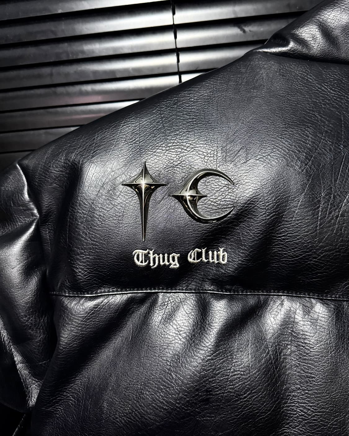 떠그클럽 가죽 레더 퍼퍼 자켓 크롭 패딩 블랙 2 사이즈 100 펑크 상품이미지7