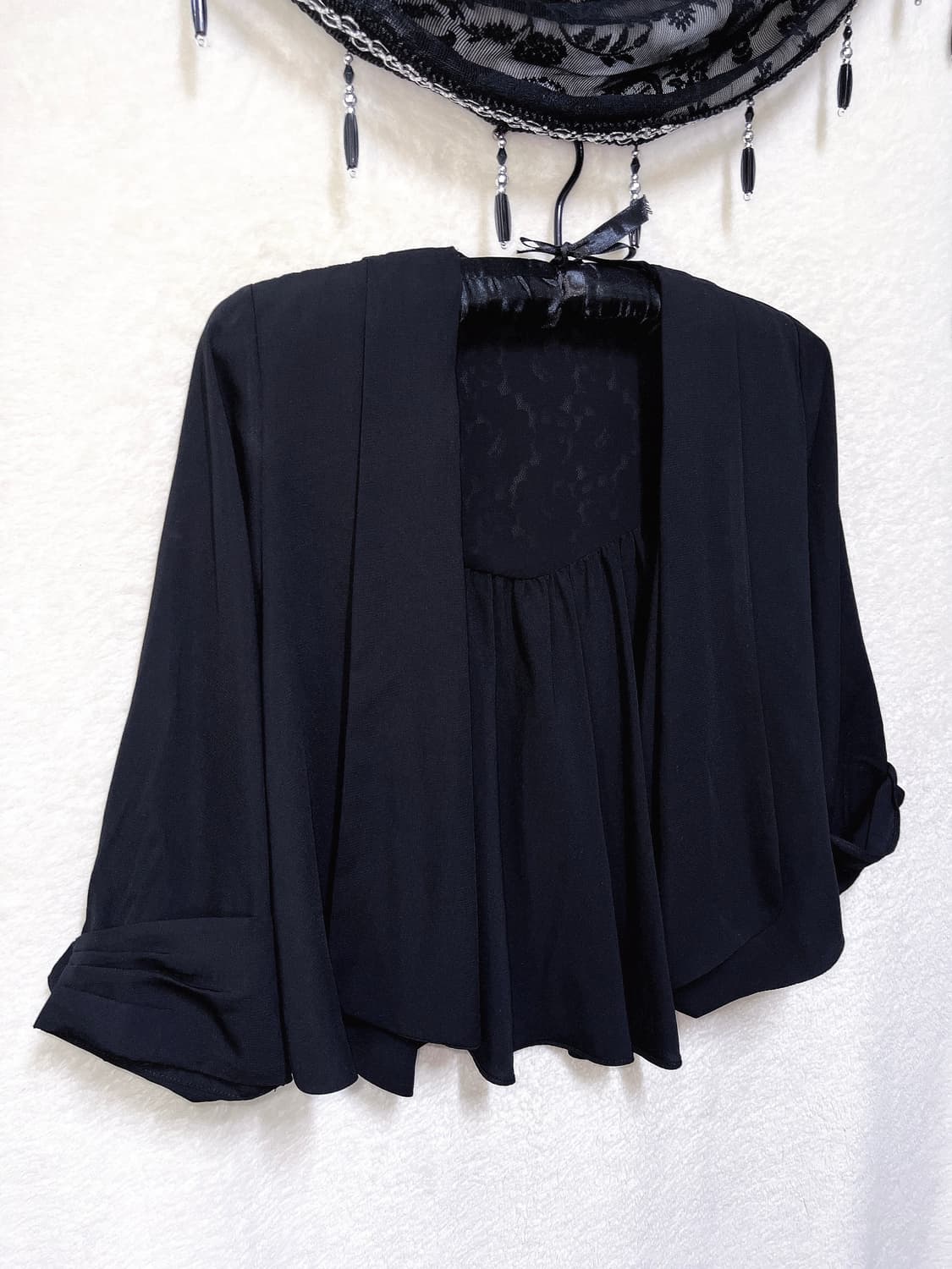 로맨틱고딕 고스 엔틱 블랙 레이스 볼레로 가디건 쉬폰자켓 핀터 페어리 상품이미지8