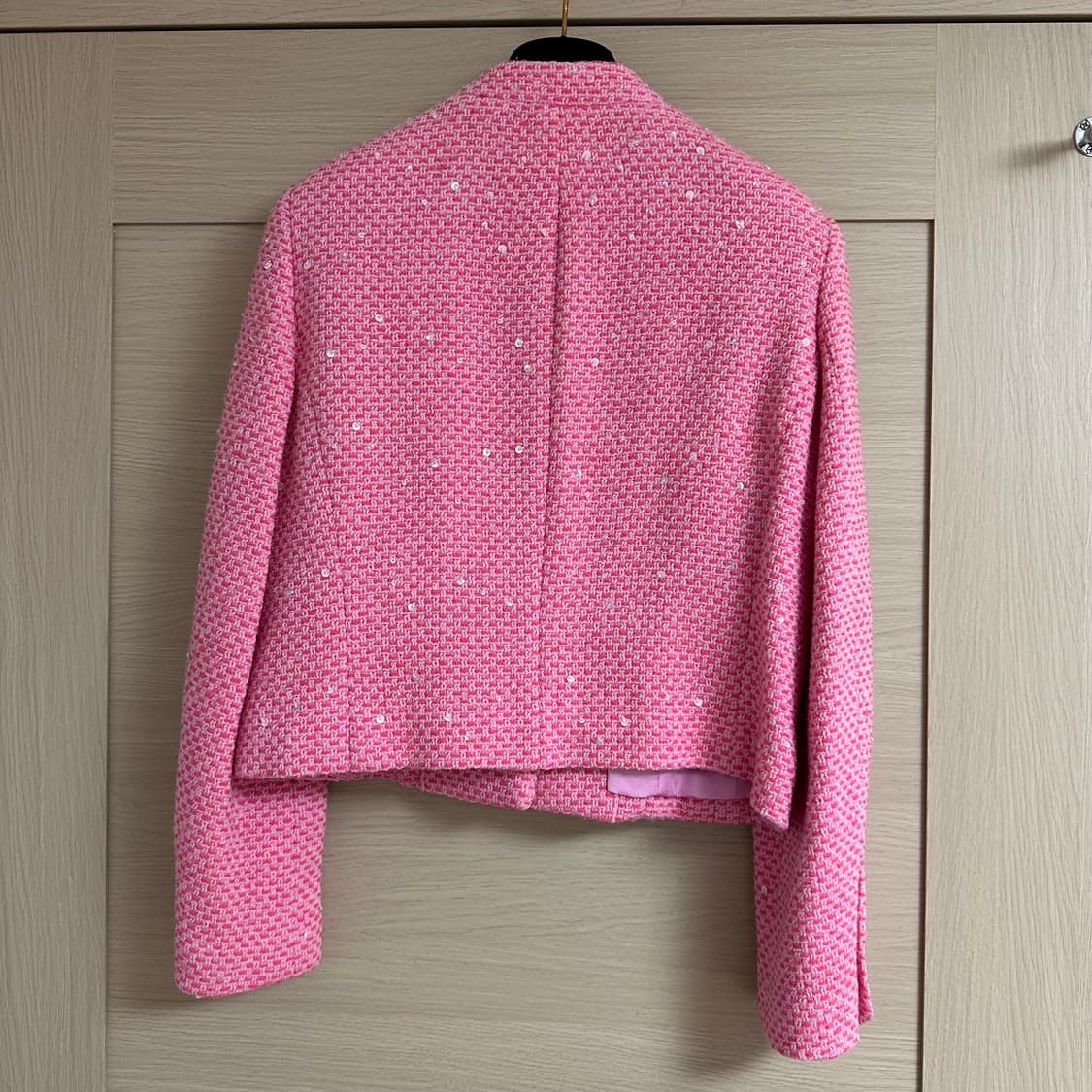 샤넬 핑크 시퀸 트위드 자켓 (55-66사이즈) / 빈티지  상품이미지4