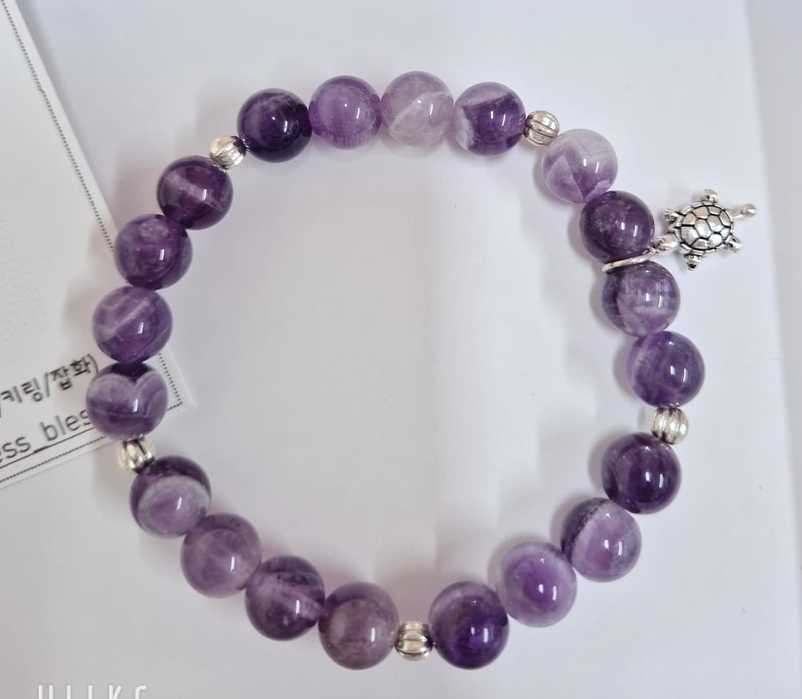 고급  쉐브론 자수정 원석 팔찌 (8mm) - 새상품  상품이미지2