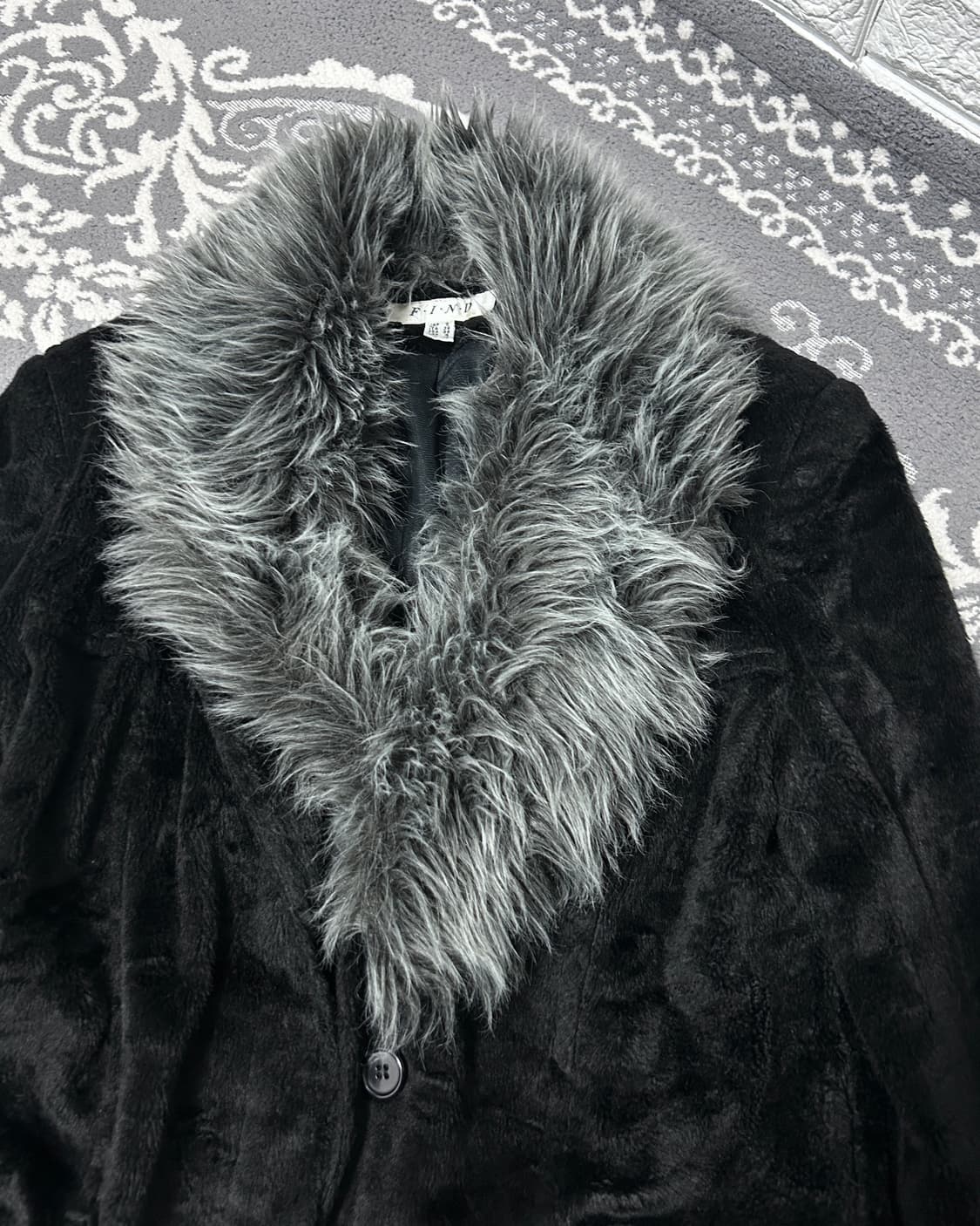 퍼 트리밍 벨벳 롱코트 상품이미지4