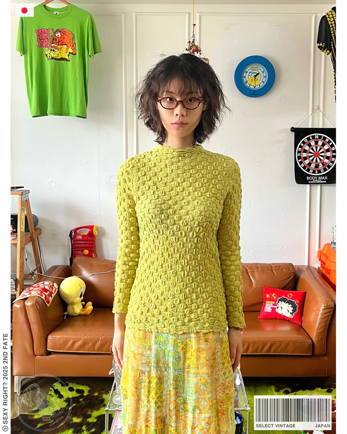 JPN Vintage 3D Dot Pattern Pleats Top 상품이미지1